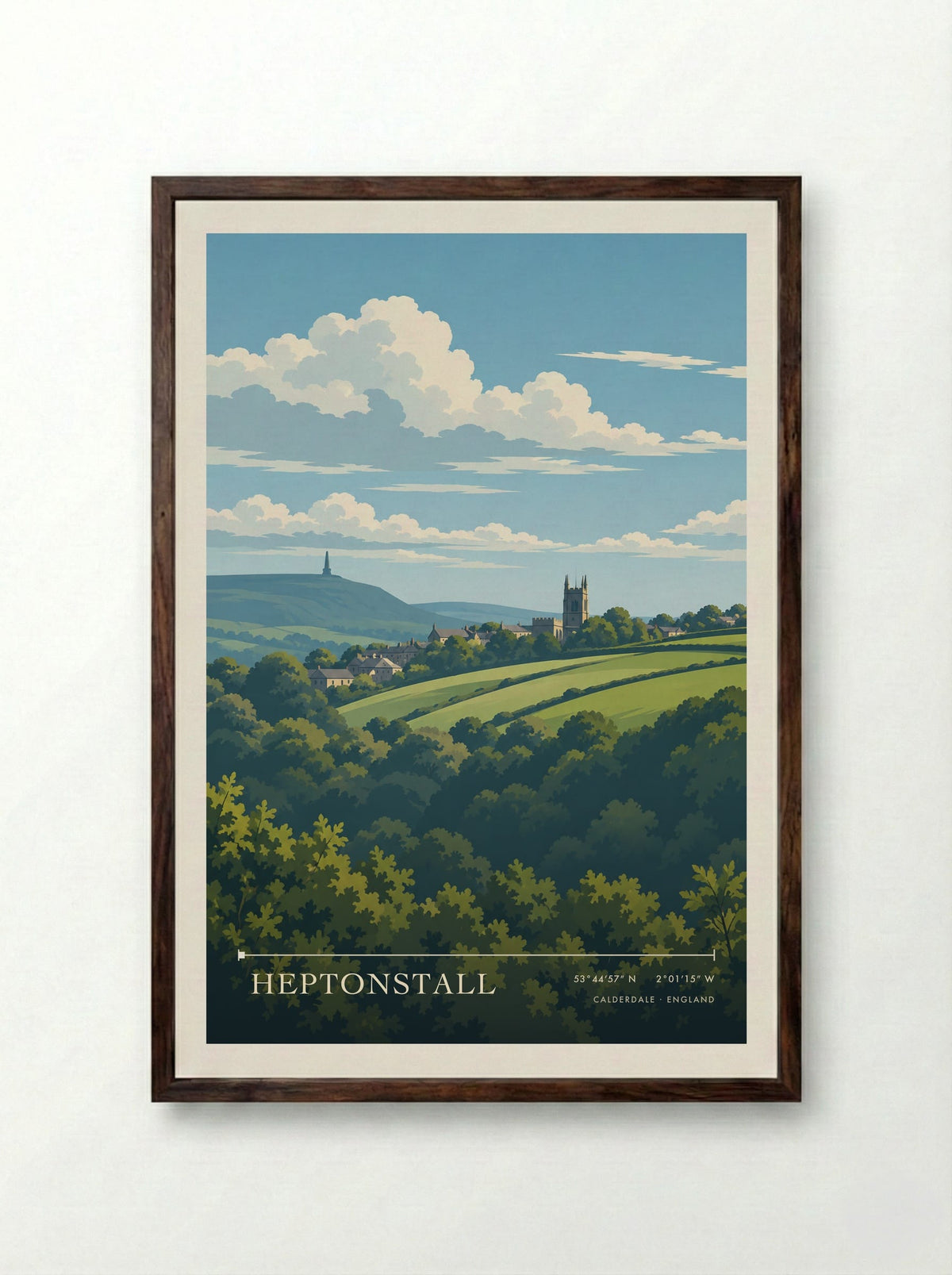 Heptonstall, Calderdale | Travel Poster - Framed Print Dark Wood