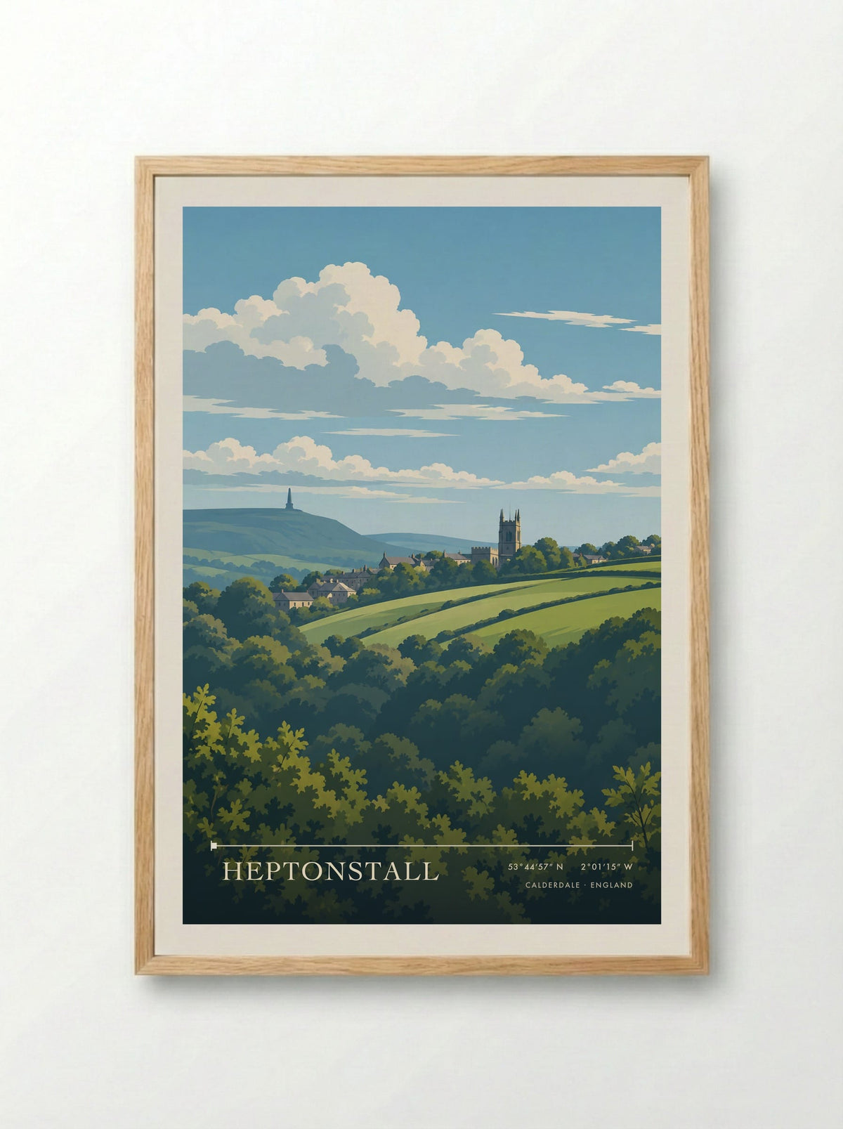 Heptonstall, Calderdale | Travel Poster - Framed Print Wood