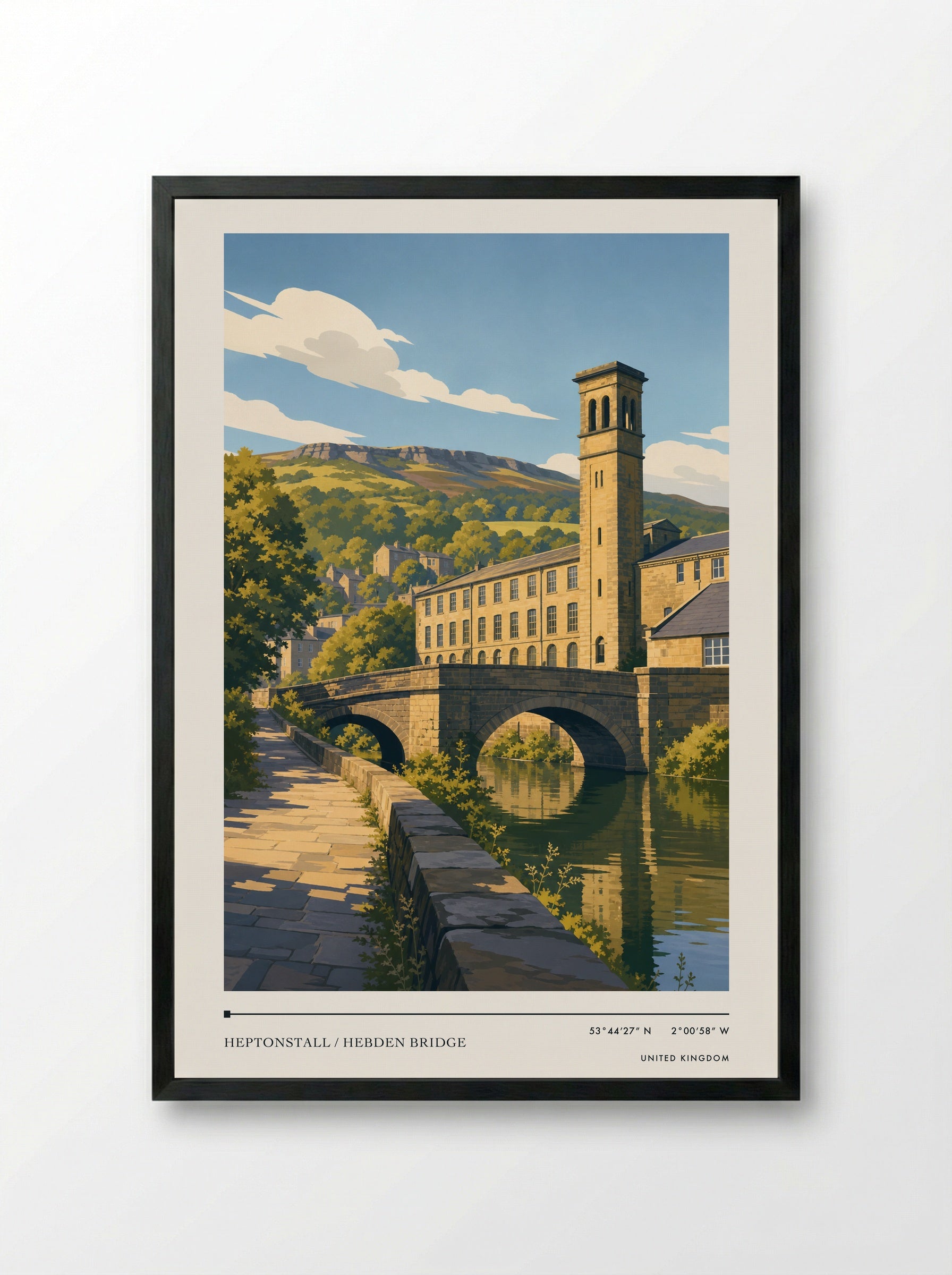 Heptonstall / Hebden Bridge United Kingdom Travel Poster - Framed Print Black