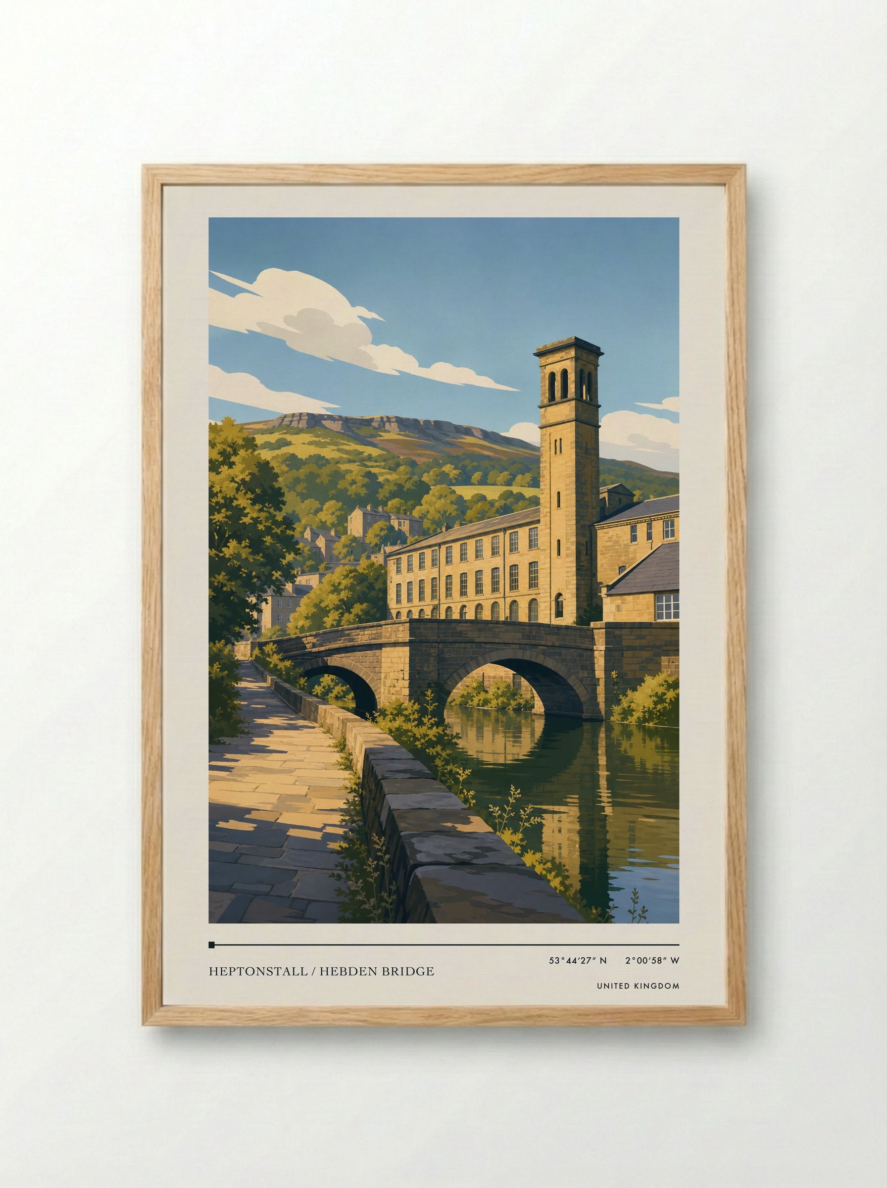 Heptonstall / Hebden Bridge United Kingdom Travel Poster - Framed Print Wood