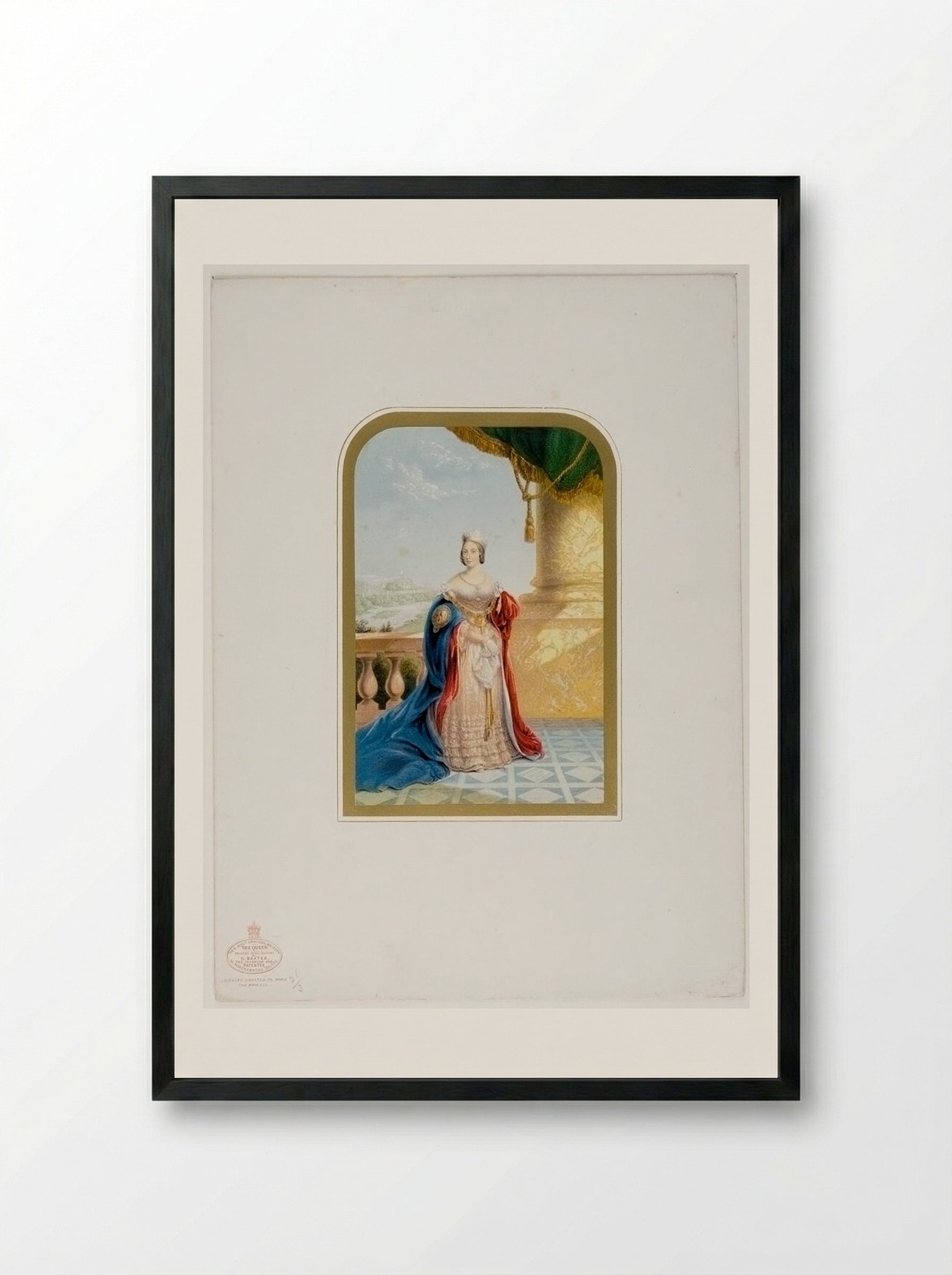 Her Most Gracious Majesty the Queen - George Baxter - Framed Print Black