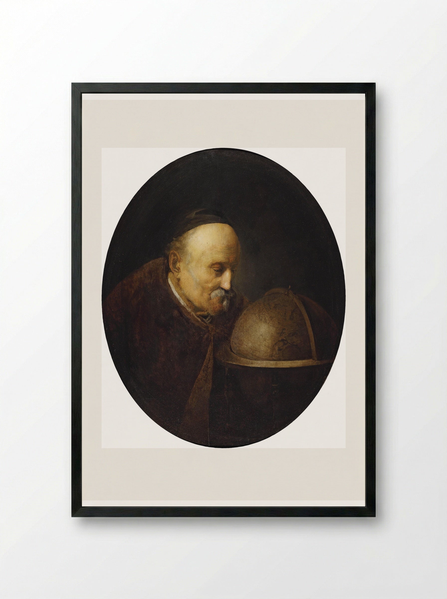Heraclitus (The Weeping Philosopher) - Gerrit Dou - Framed Print Black