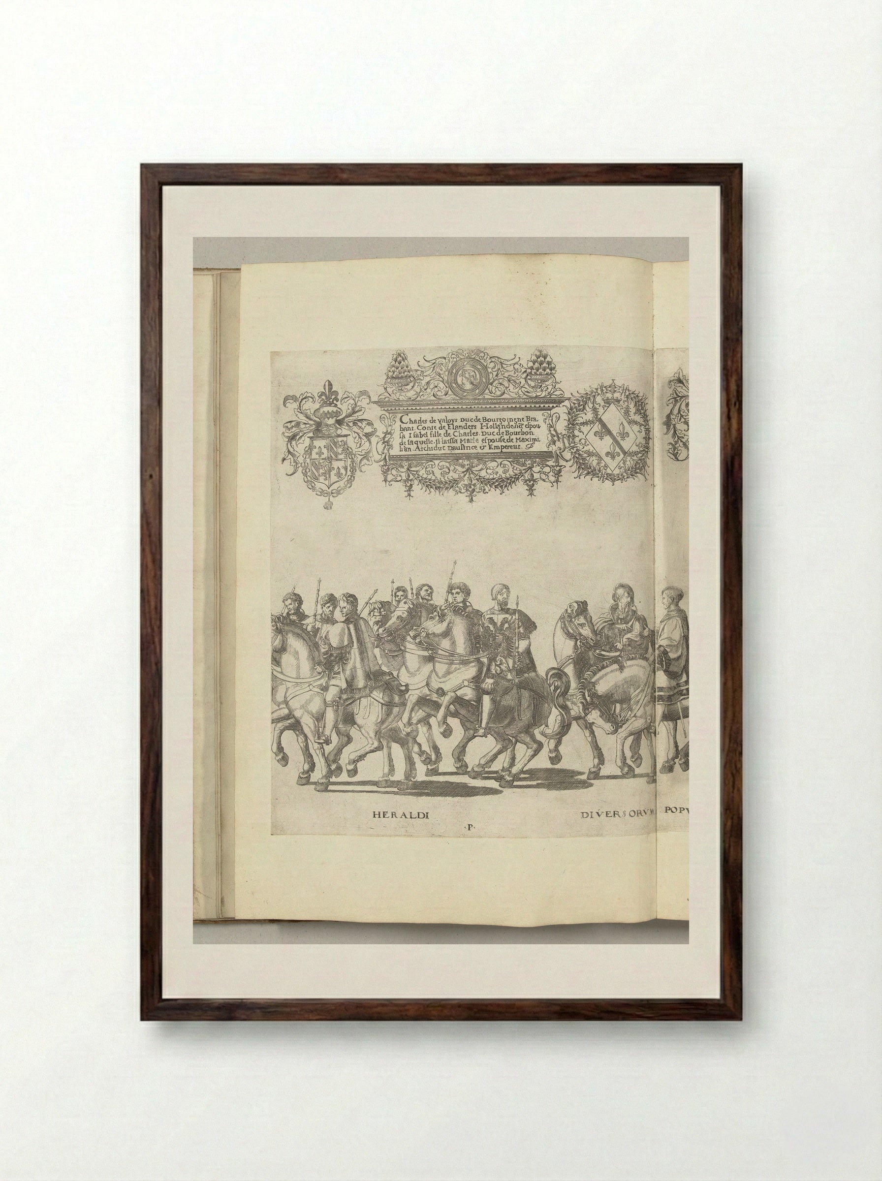 Herauten, plaat P - Nicolaas Hogenberg - Framed Print Dark Wood