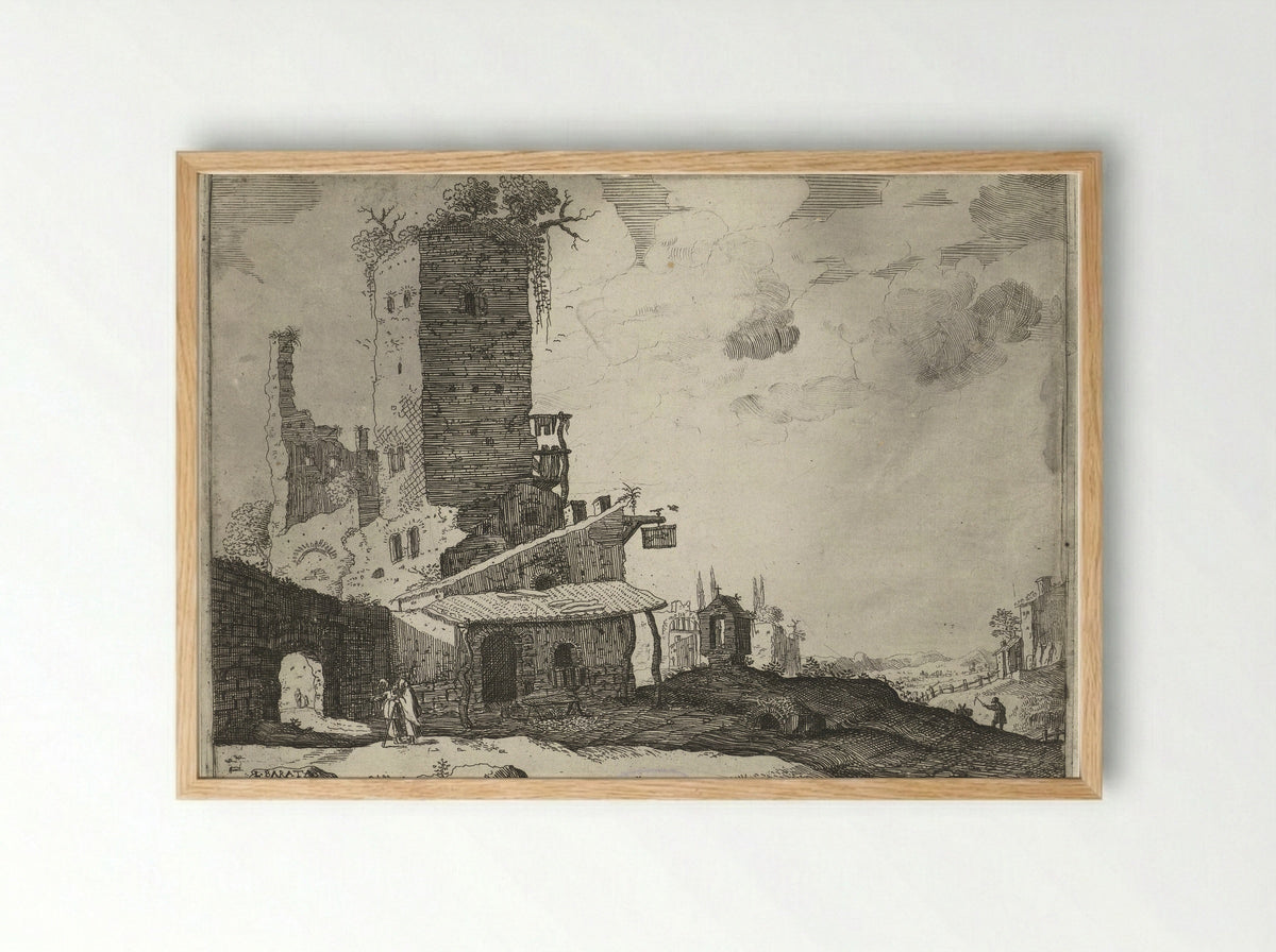 Herberg bij een kapel (Inn by a Chapel) - Laurens Barata - Framed Print Wood