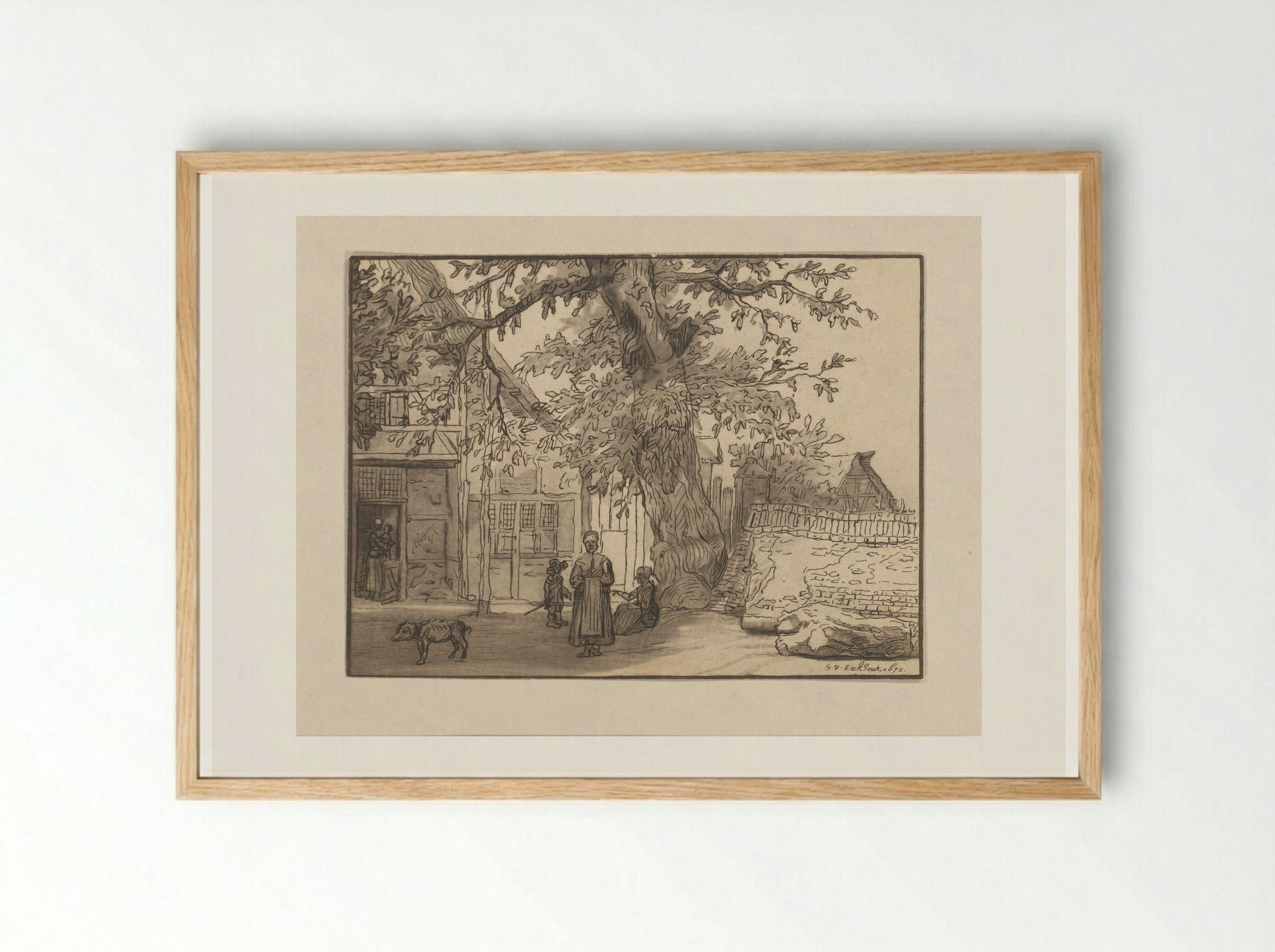 Herberg te Anrath - Cornelis Ploos van Amstel - Framed Print Wood
