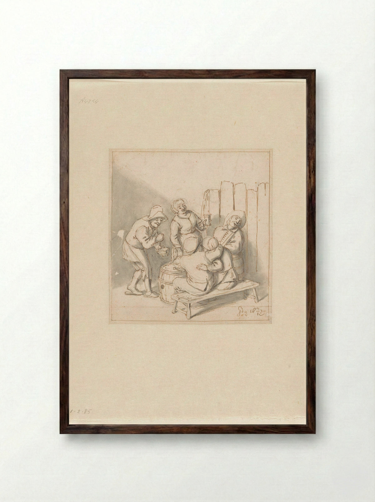 Herbergscène - Johannes de Groot - Framed Print Dark Wood