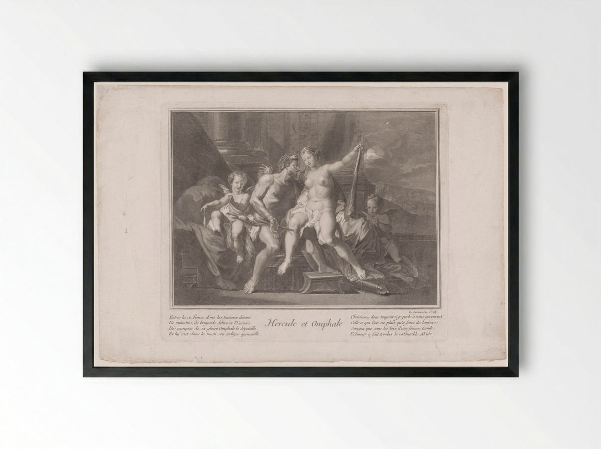 Hercule et Omphale - Pierre-Jacques Cazes - Framed Print Black