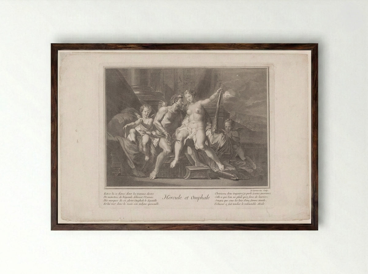 Hercule et Omphale - Pierre-Jacques Cazes - Framed Print Dark Wood