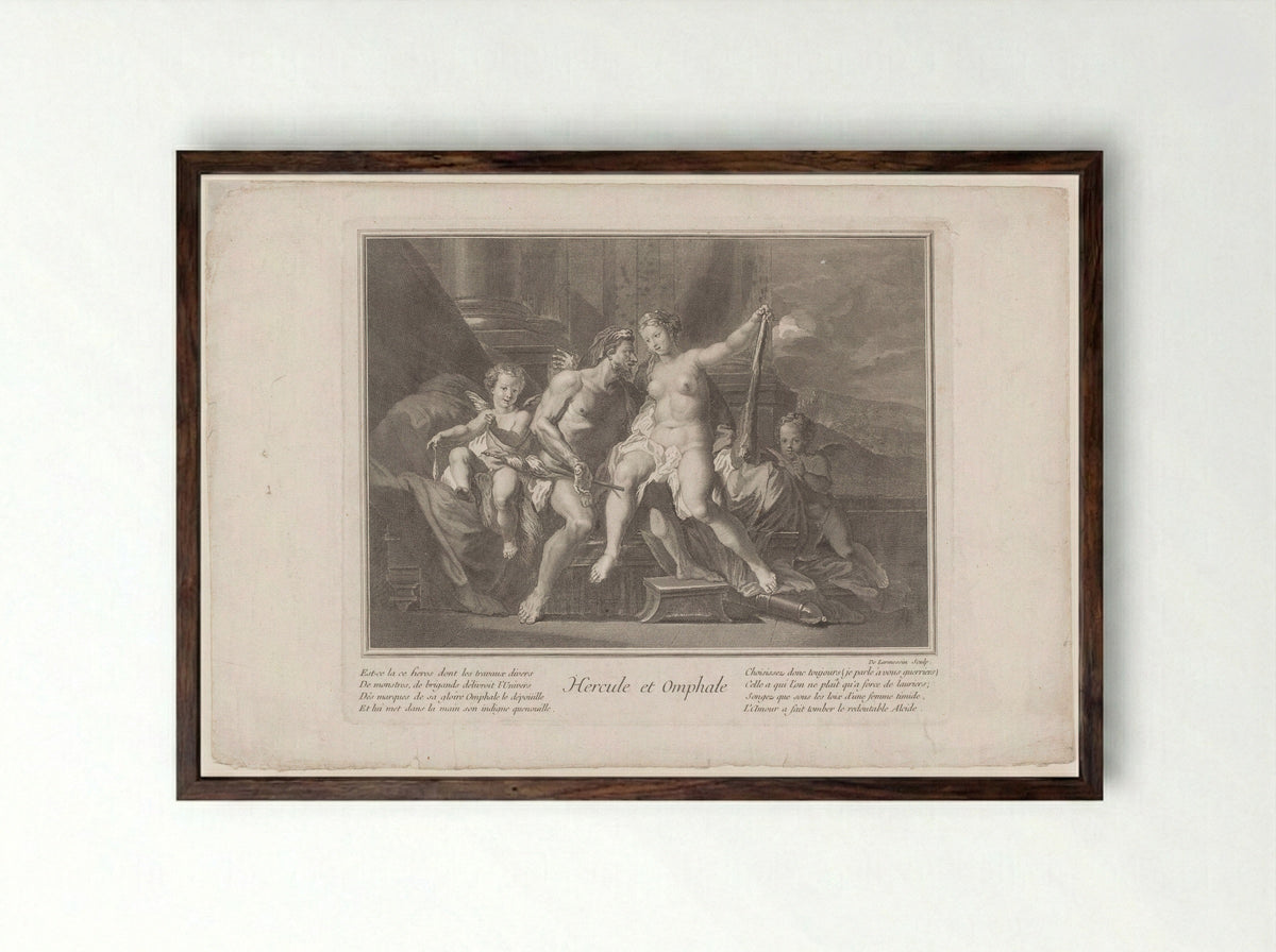 Hercule et Omphale - Pierre-Jacques Cazes - Framed Print Dark Wood
