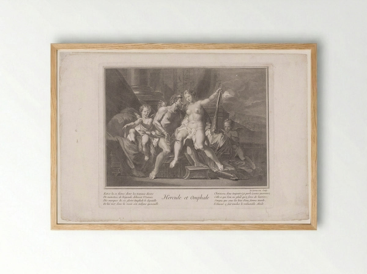 Hercule et Omphale - Pierre-Jacques Cazes - Framed Print Wood
