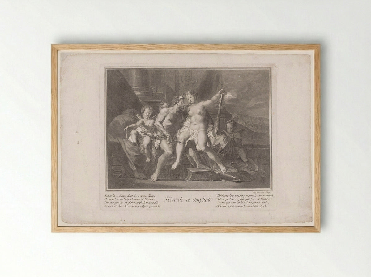 Hercule et Omphale - Pierre-Jacques Cazes - Framed Print Wood