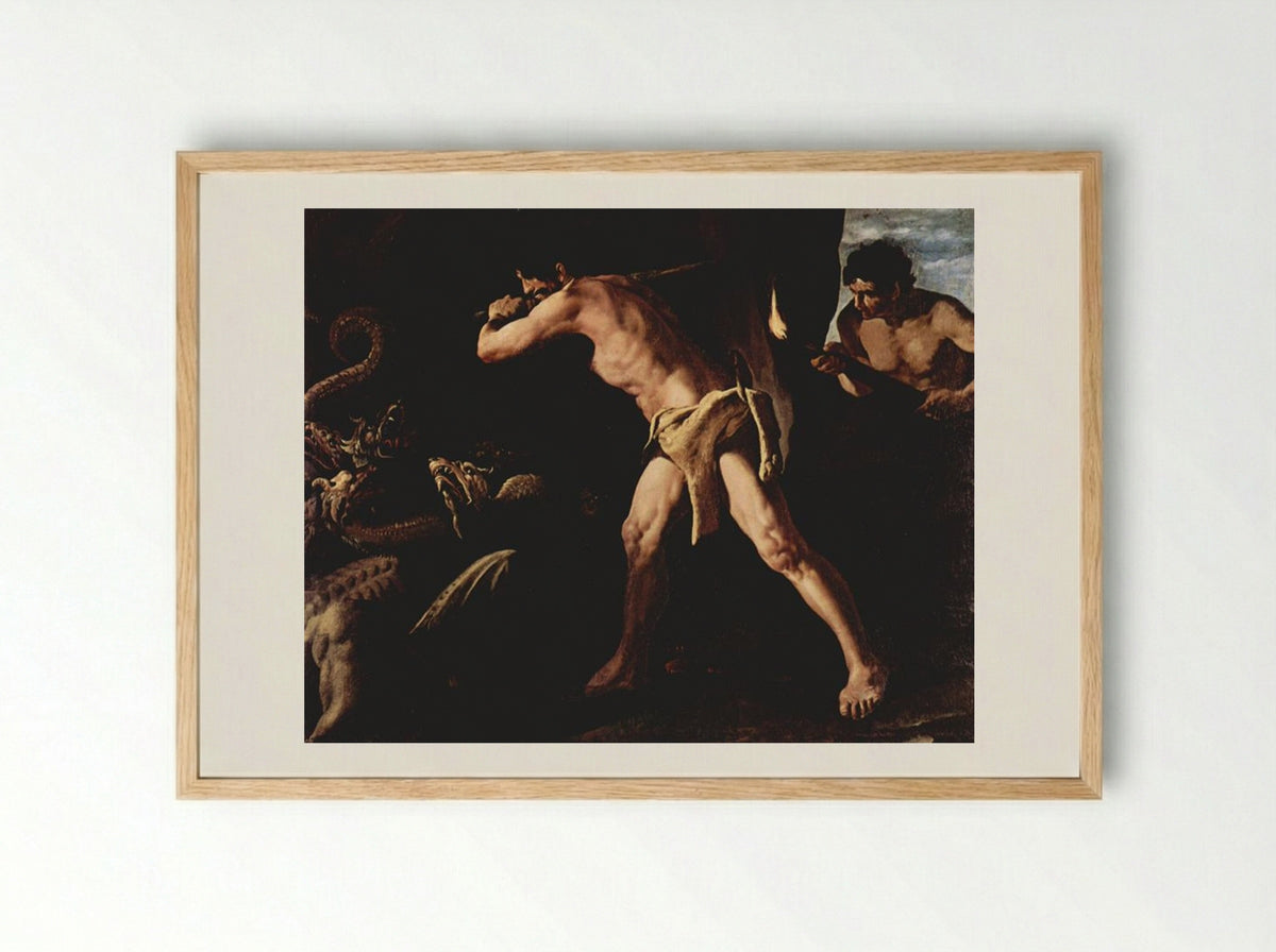 Hercules Fighting with the Lernaean Hydra - Francisco de Zurbarán - Framed Print Wood