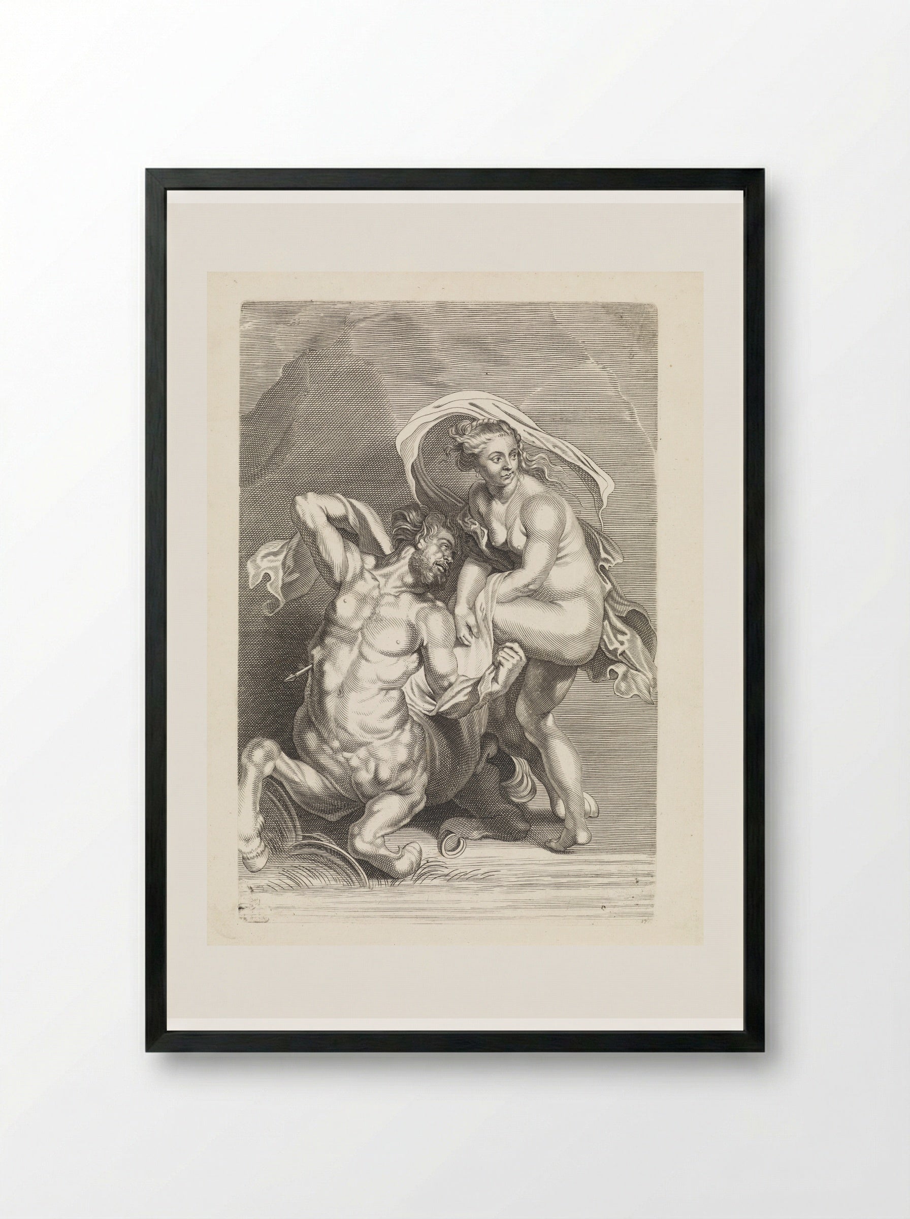 Hercules Slaying Nessus - Paulus Pontius - Framed Print Black