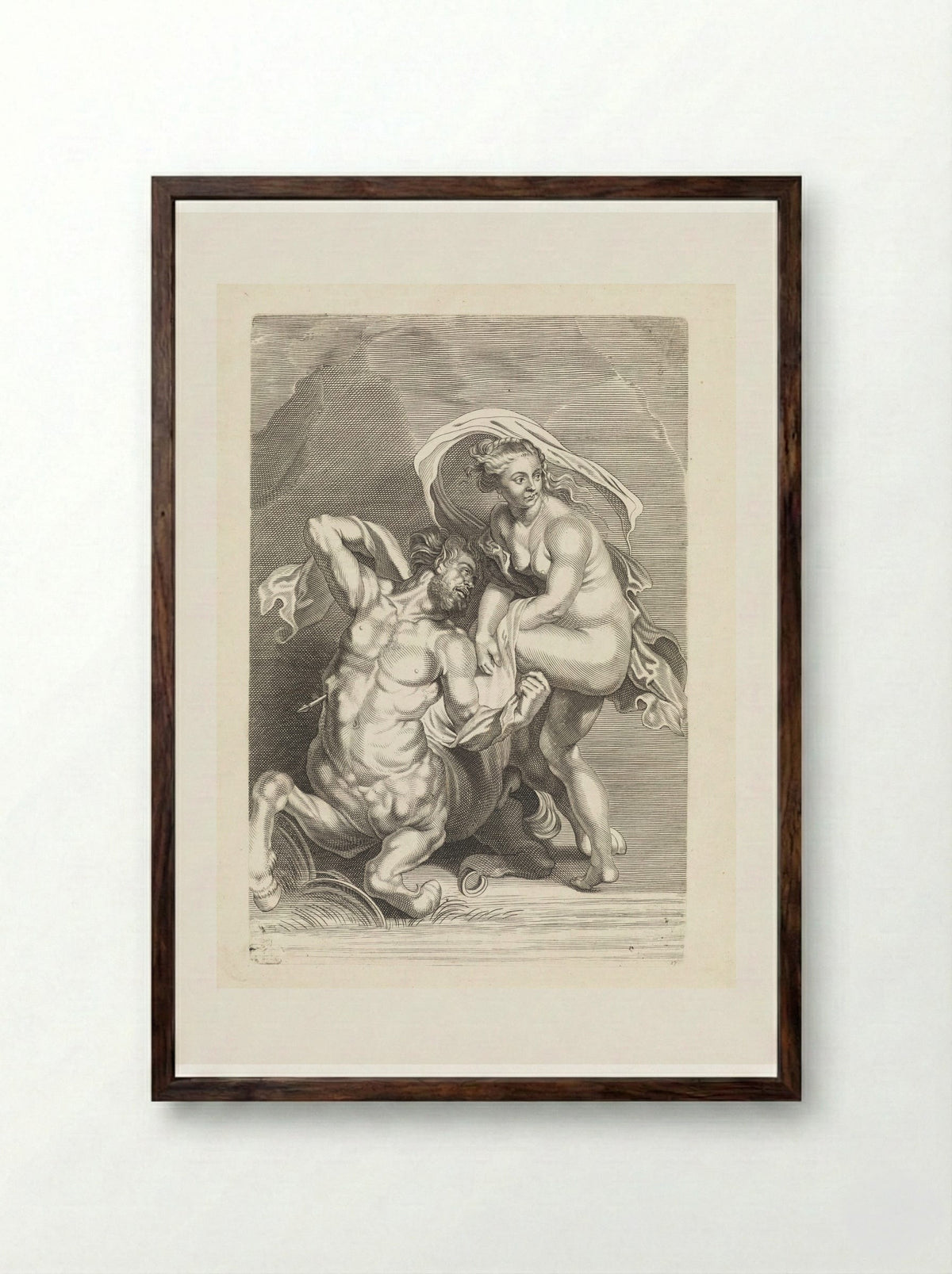 Hercules Slaying Nessus - Paulus Pontius - Framed Print Dark Wood