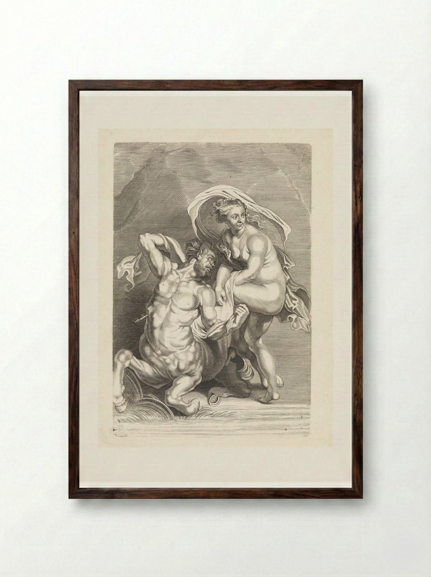 Hercules Slaying Nessus - Paulus Pontius - Framed Print Dark Wood
