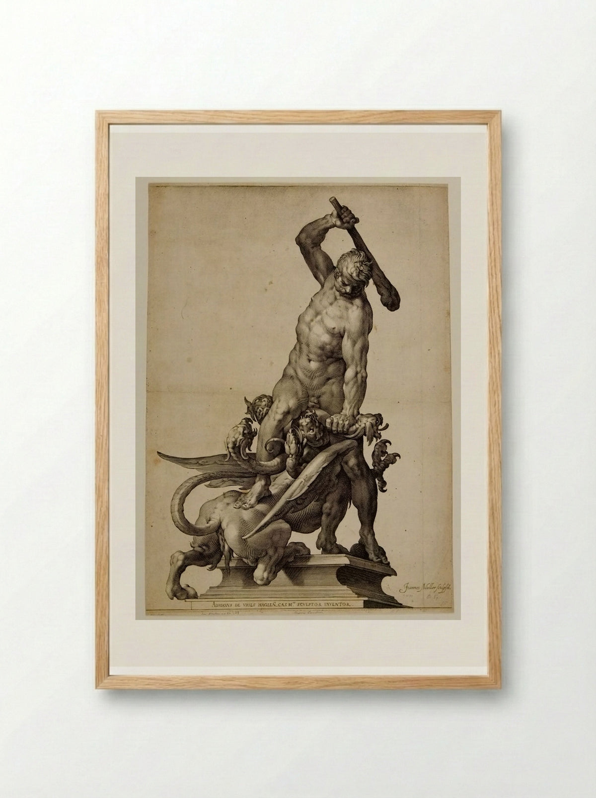Hercules Slaying the Lernean Hydra - Jan Harmensz. Muller - Framed Print Wood