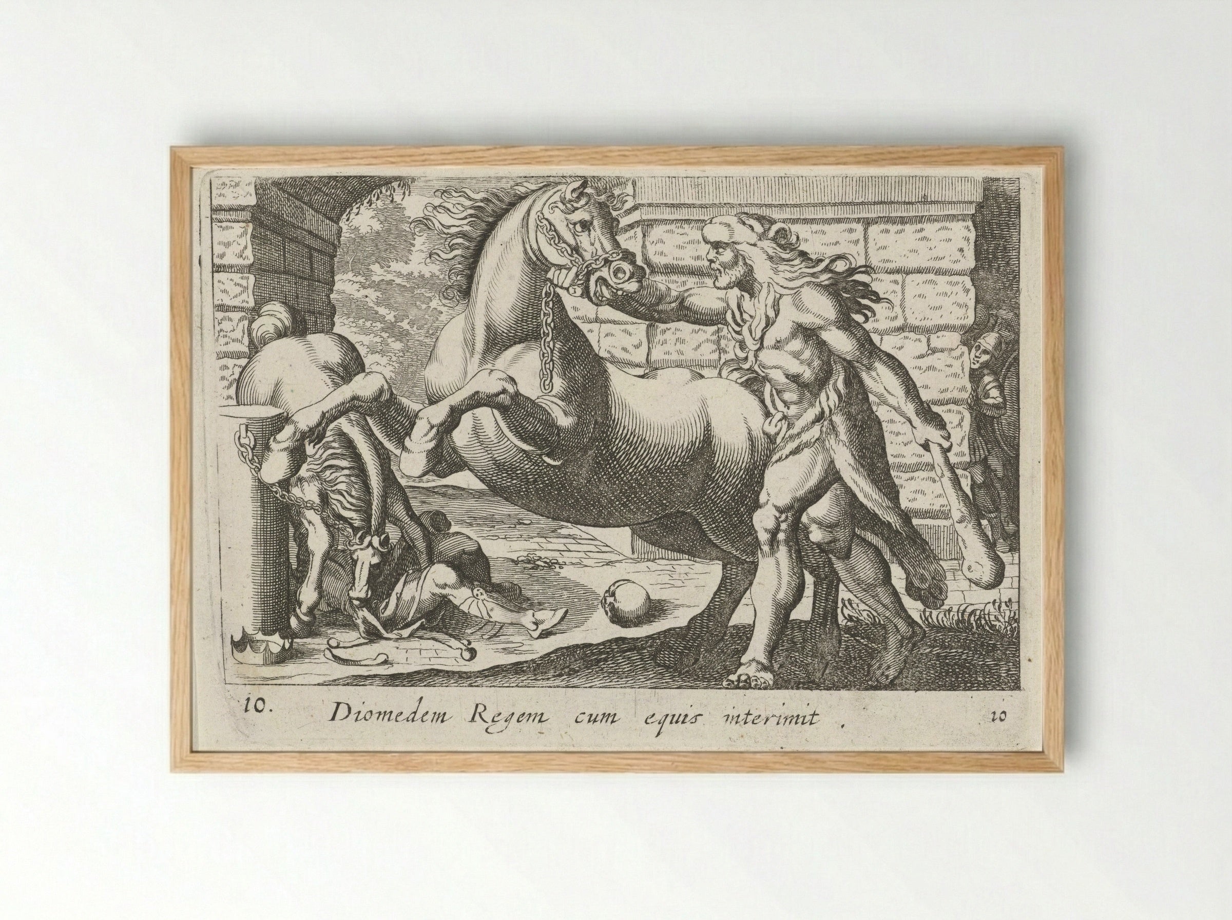 Hercules Taming the Horses of Diomedes - Simon Frisius - Framed Print Wood