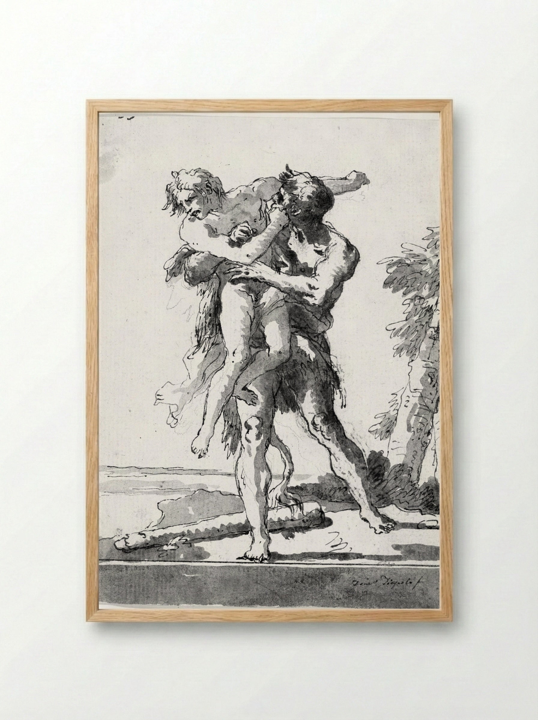 Hercules and Antaeus - Giovanni Domenico Tiepolo - Framed Print Wood