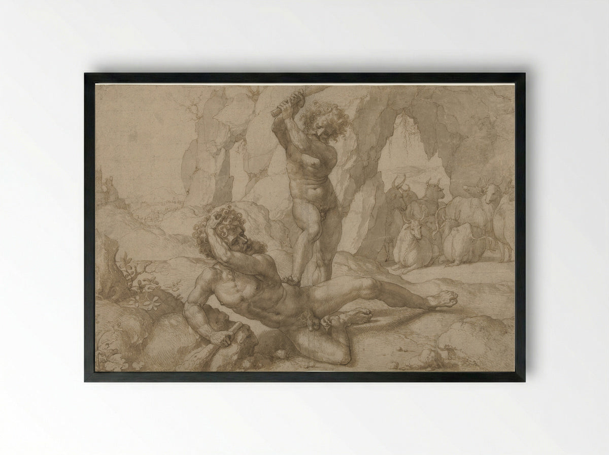 Hercules and Cacus - Jan Gossart - Framed Print Black