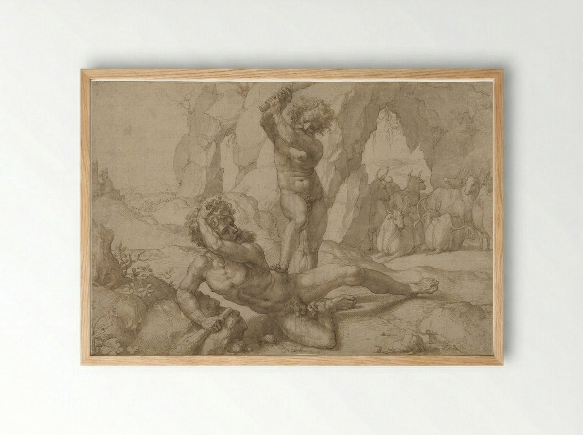 Hercules and Cacus - Jan Gossart - Framed Print Wood
