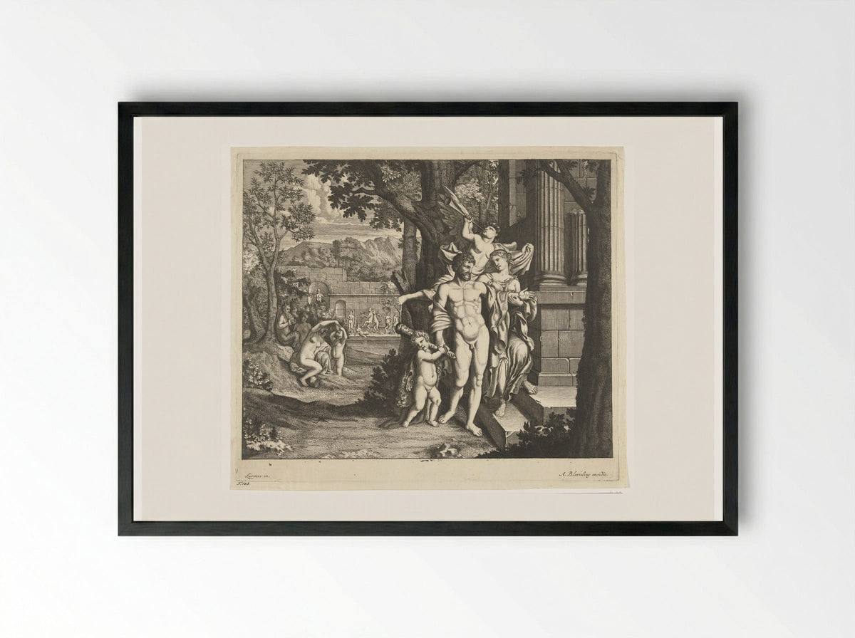 Hercules and Omphale - Abraham Bloteling - Framed Print Black