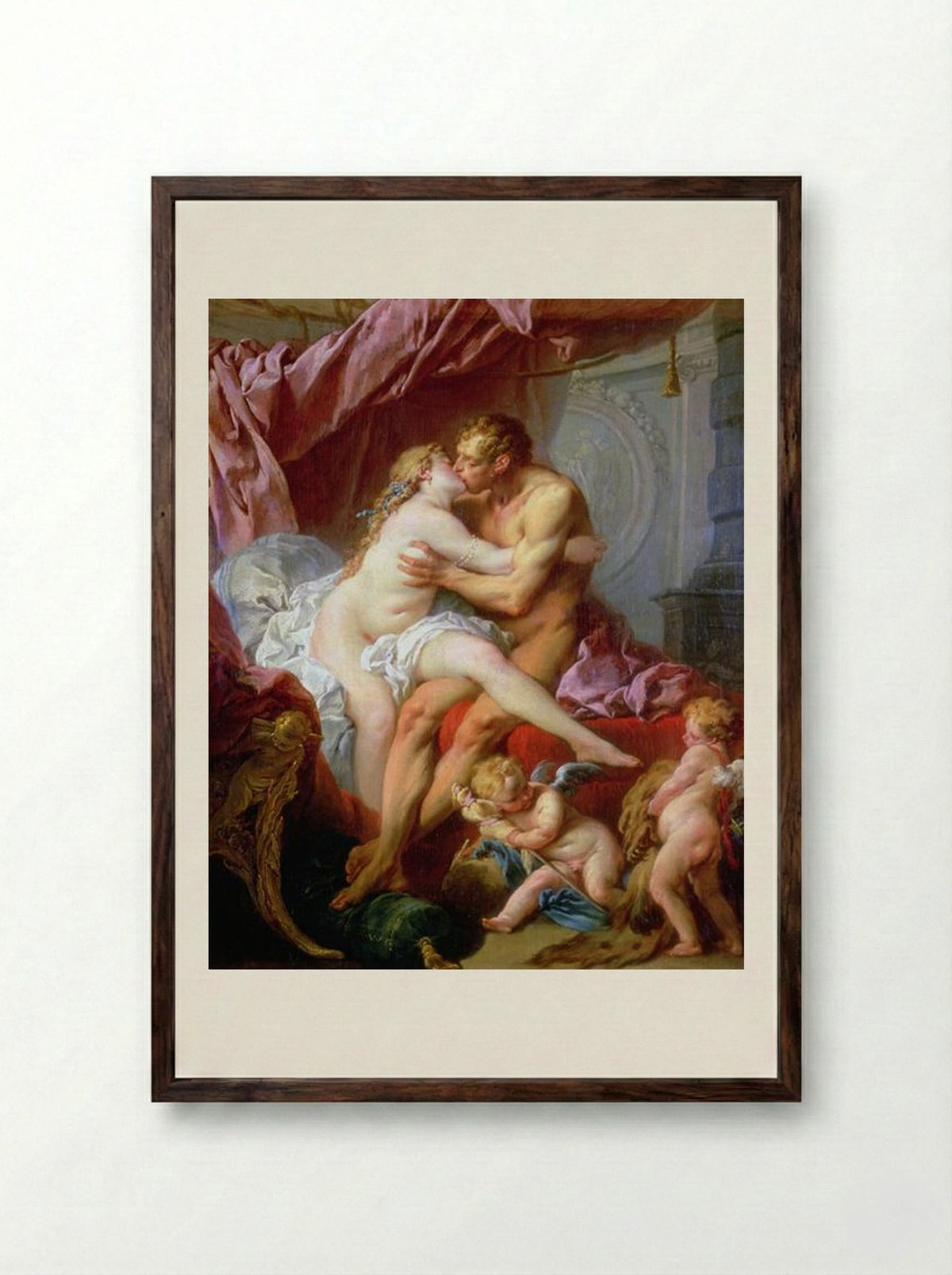 Hercules and Omphale - François Boucher - Framed Print Dark Wood
