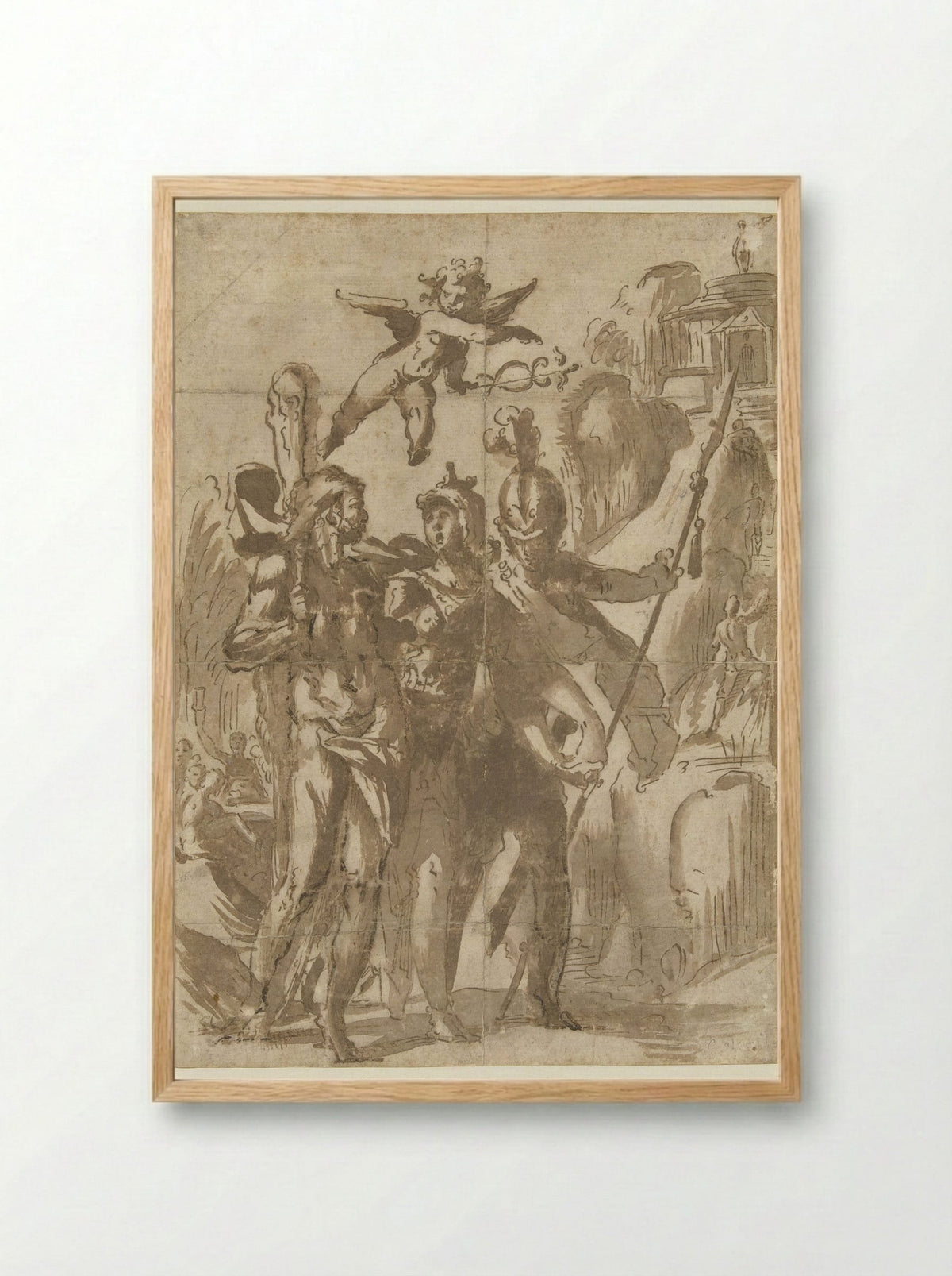 Hercules and Scipio Led by Minerva to the Path of Virtue - Bartholomeus Spranger - Framed Print Wood