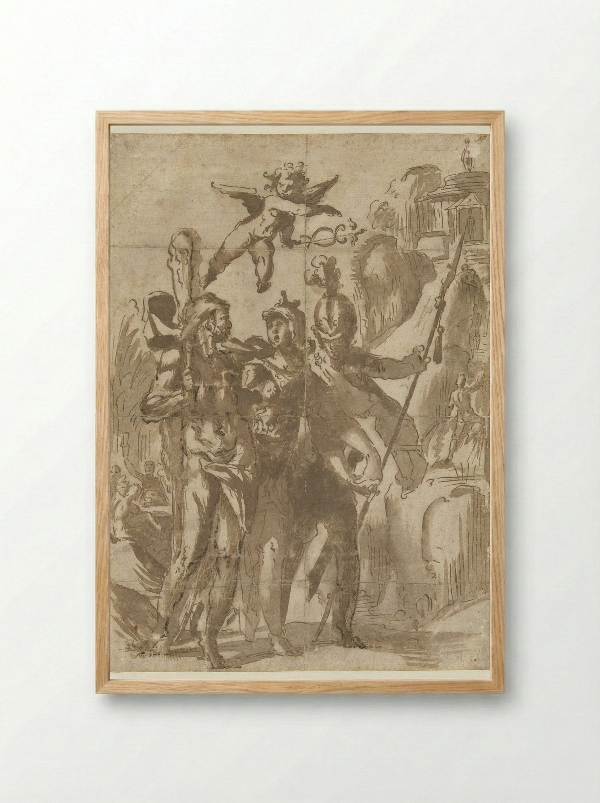 Hercules and Scipio Led by Minerva to the Path of Virtue - Bartholomeus Spranger - Framed Print Wood