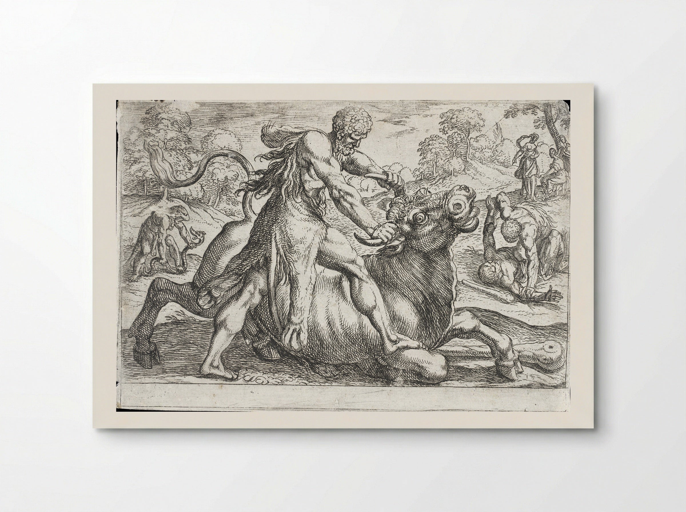 Hercules and the Bull of Poseidon - Antonio Tempesta - Poster