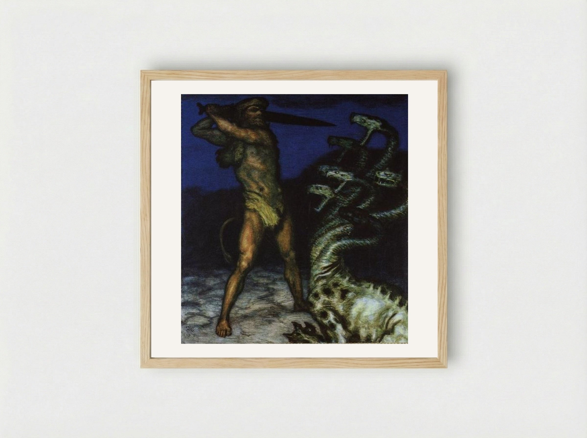 Hercules and the Hydra - Franz von Stuck - Framed Print Wood