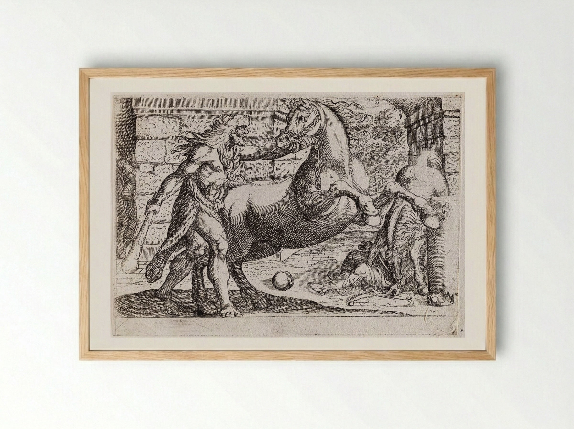 Hercules and the Mares of Diomedes - Antonio Tempesta - Framed Print Wood