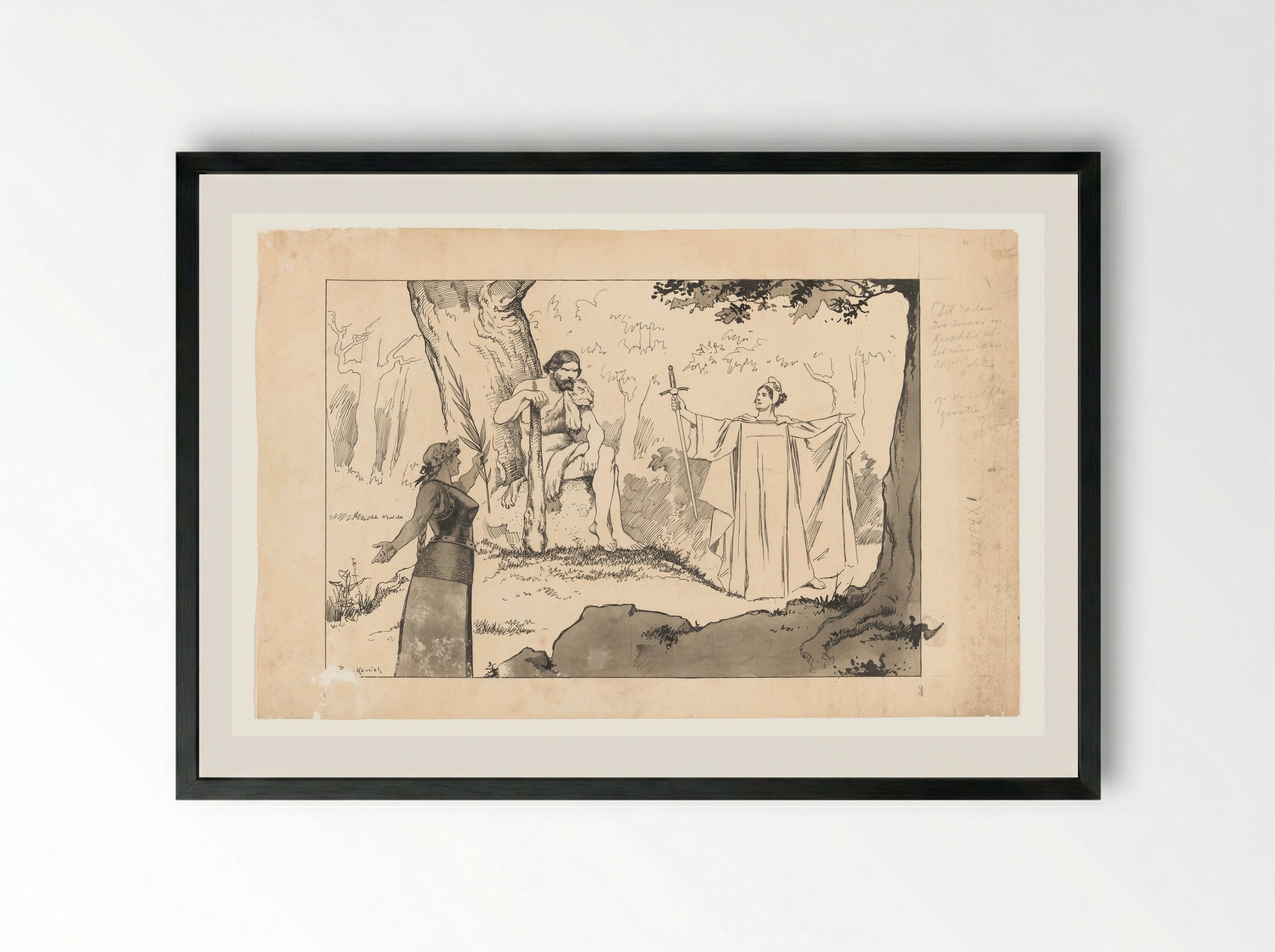Hercules at the Crossroads - Johan Braakensiek - Framed Print Black