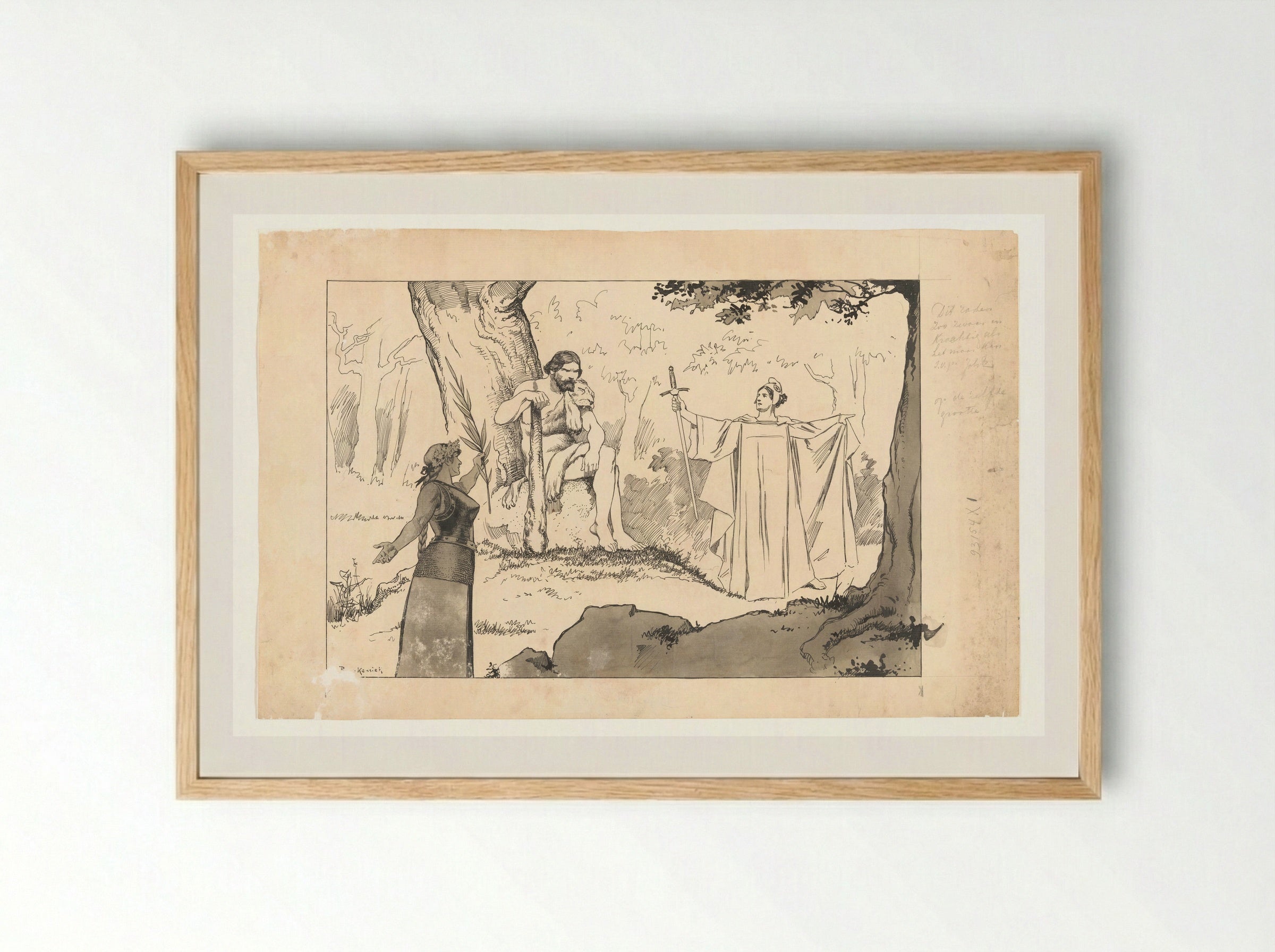 Hercules at the Crossroads - Johan Braakensiek - Framed Print Wood