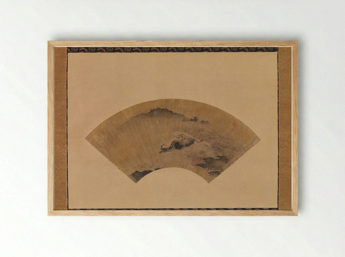 Herd Boy with Ox - Kano Masanobu - Framed Print Wood