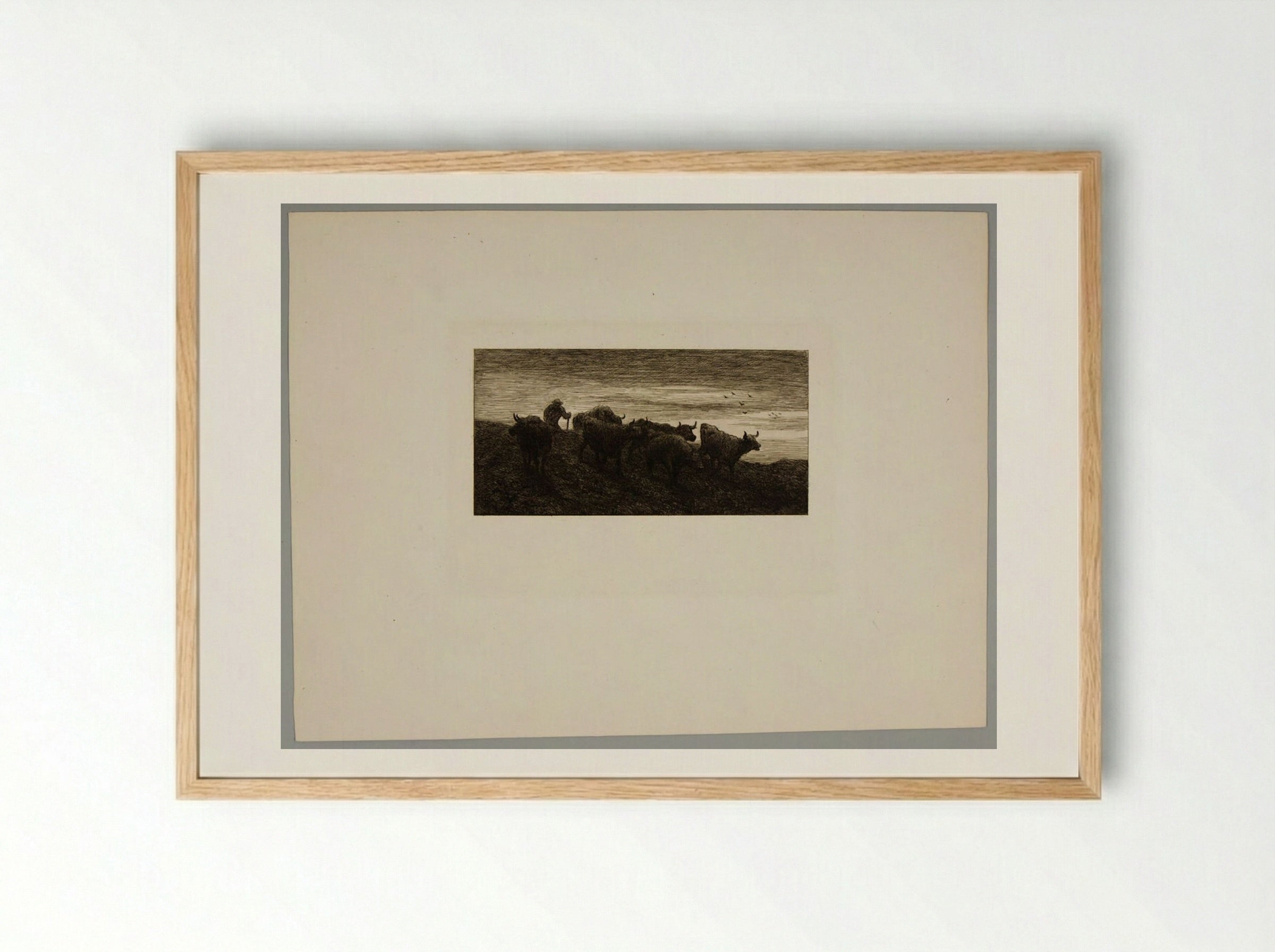 Herd of Cows - Charles-Émile Jacque - Framed Print Wood