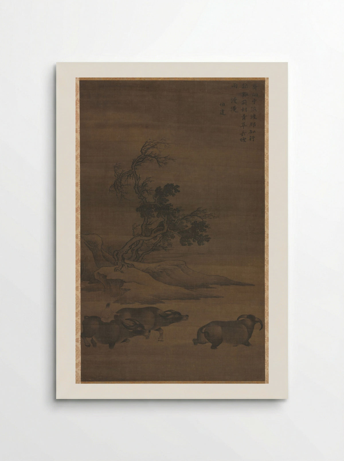 Herdboys and Buffalo in Landscape - Guo Min - Poster