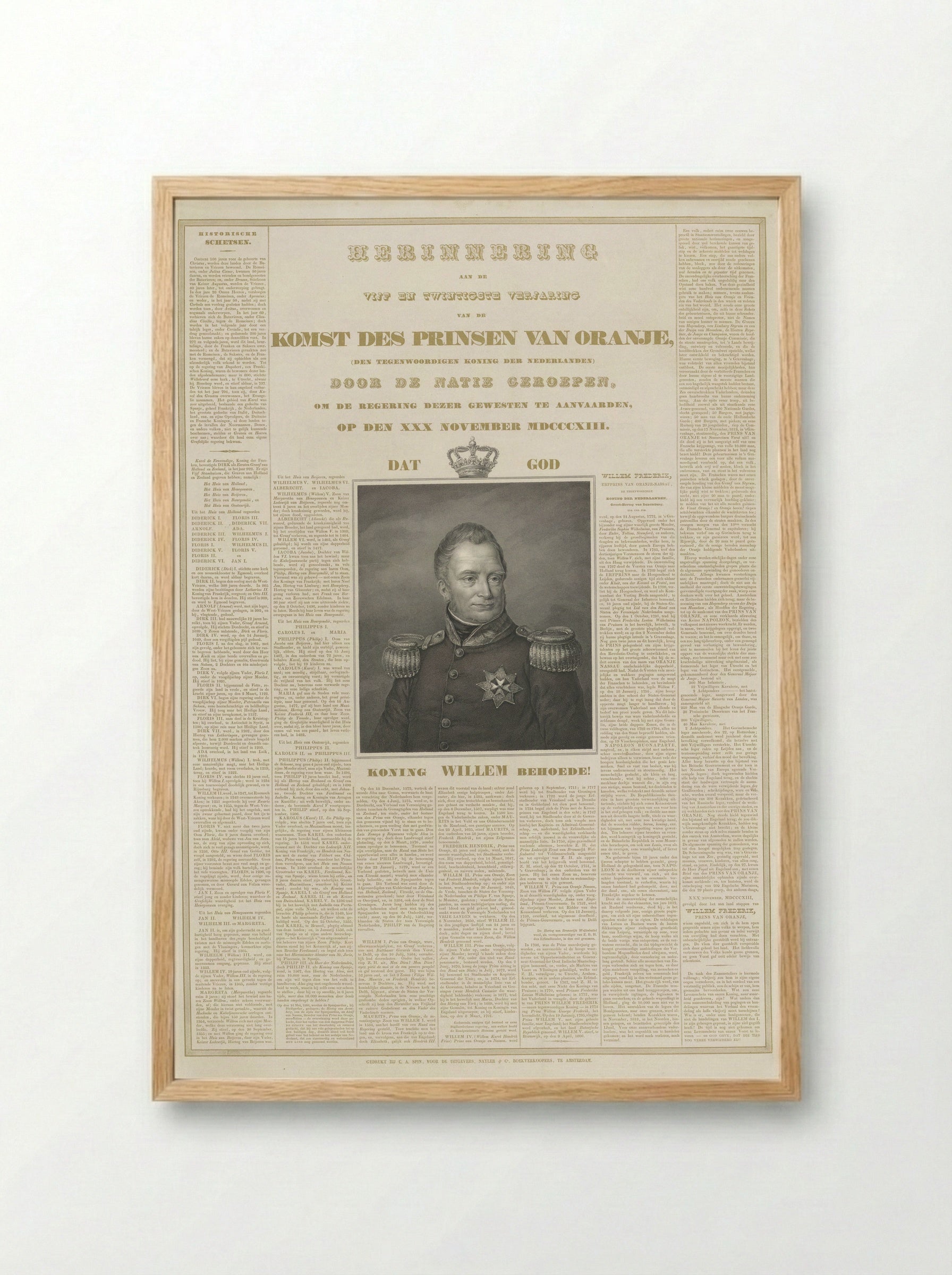 Herdenking van het 25-jarige regeringsjubileum van koning Willem I - Johannes Philippus Lange - Framed Print Wood