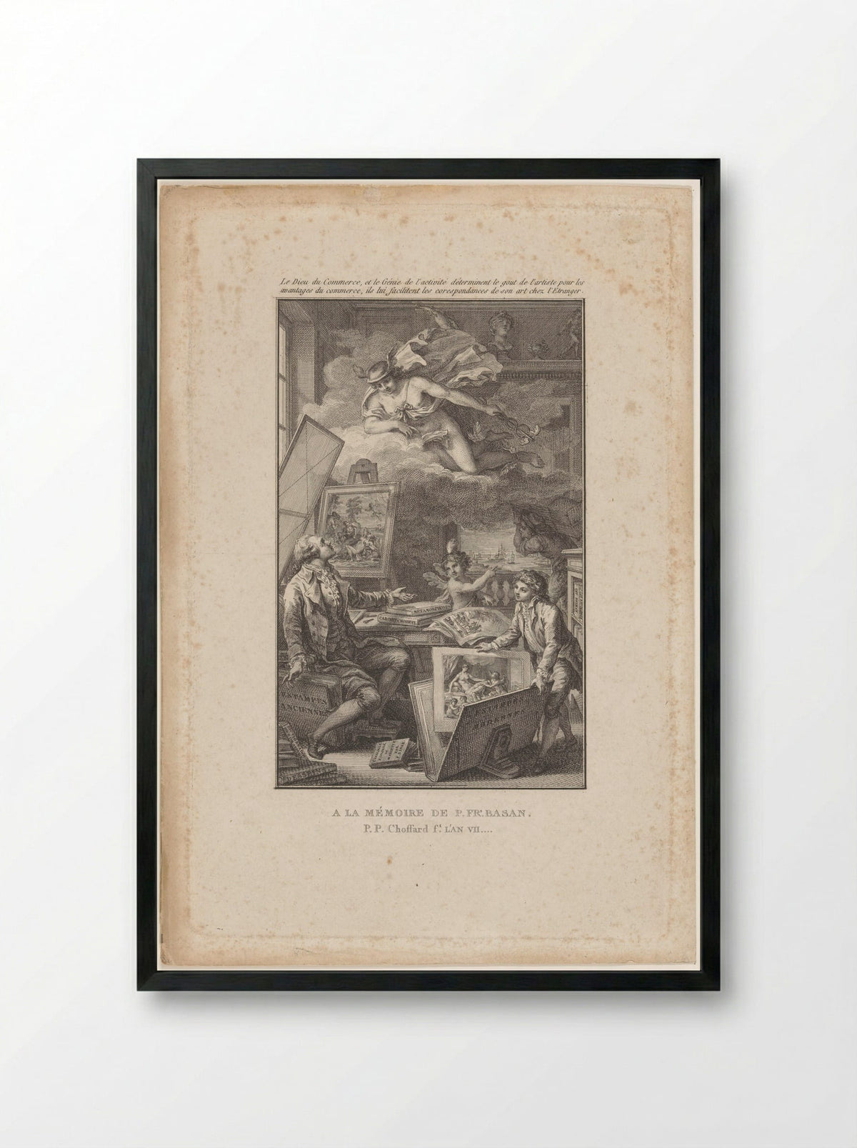 Herdenkingsprent ter nagedachtenis van Pierre-François Basan - Pierre Philippe Choffard - Framed Print Black