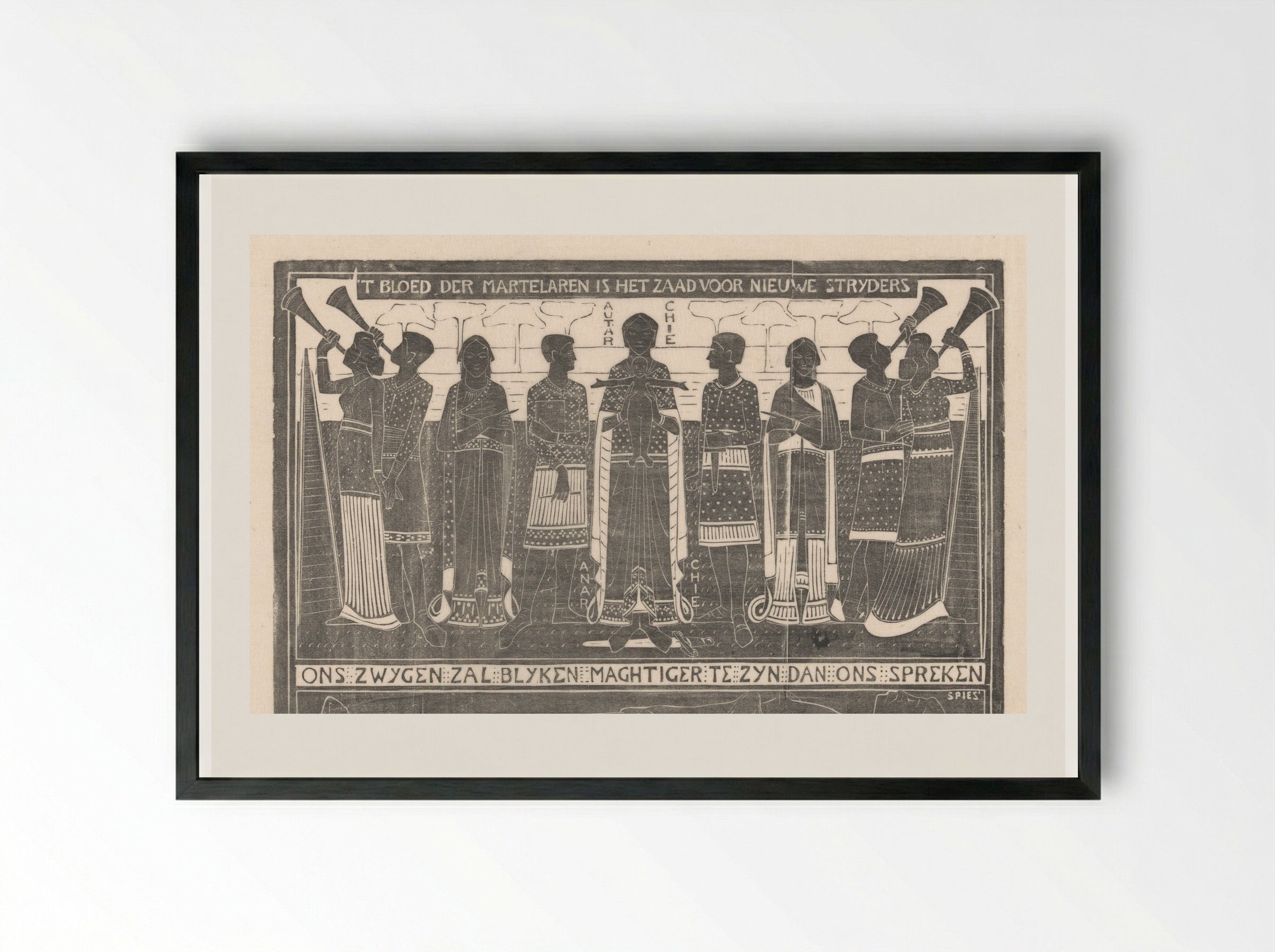 Herdenkingsprent voor de Haymarket-affaire - Karel Petrus Cornelis de Bazel - Framed Print Black