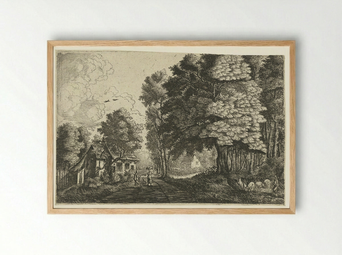 Herder bij een bosrand - Jean Baptiste Bonnecroy - Framed Print Wood