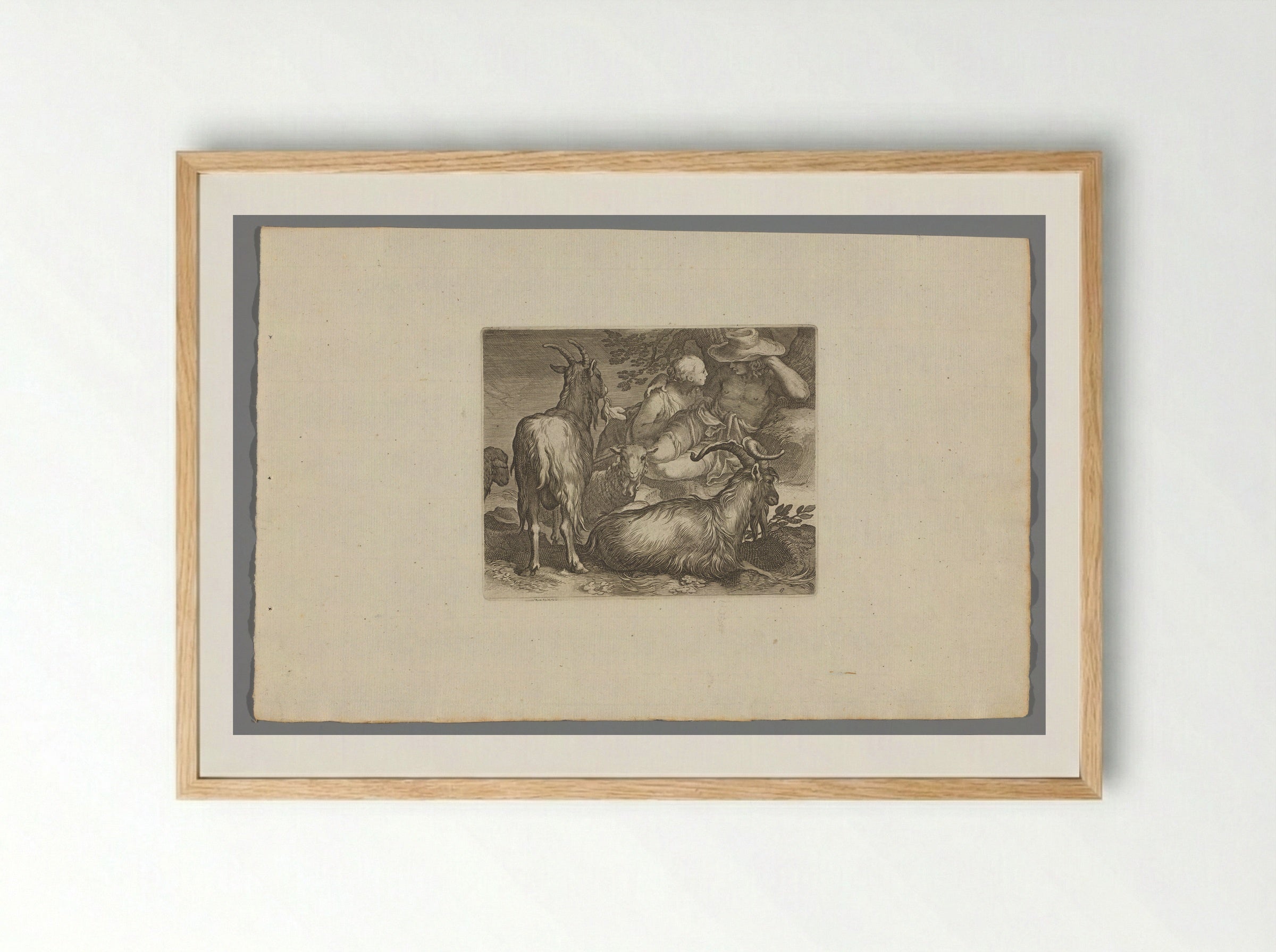 Herder en herderin met geiten - Boëtius Adamsz. Bolswert - Framed Print Wood