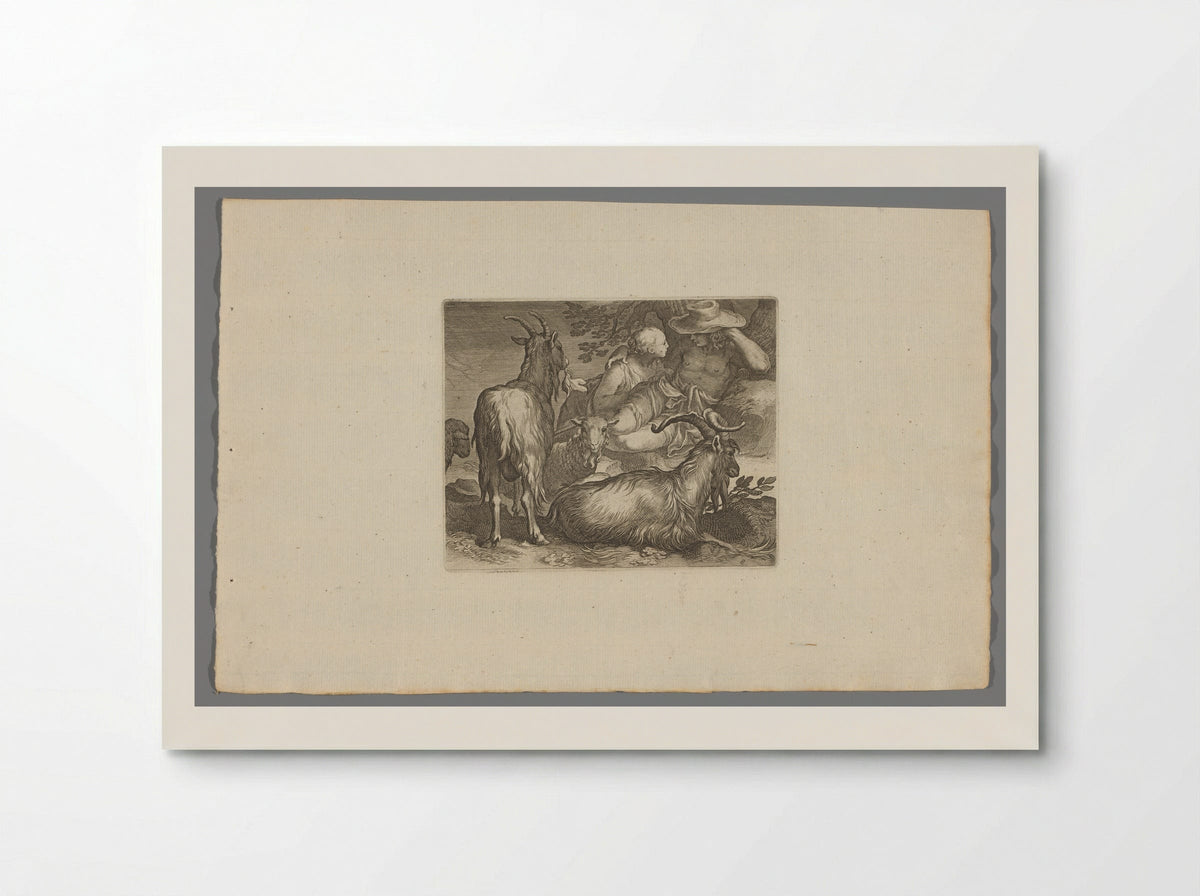 Herder en herderin met geiten - Boëtius Adamsz. Bolswert - Poster