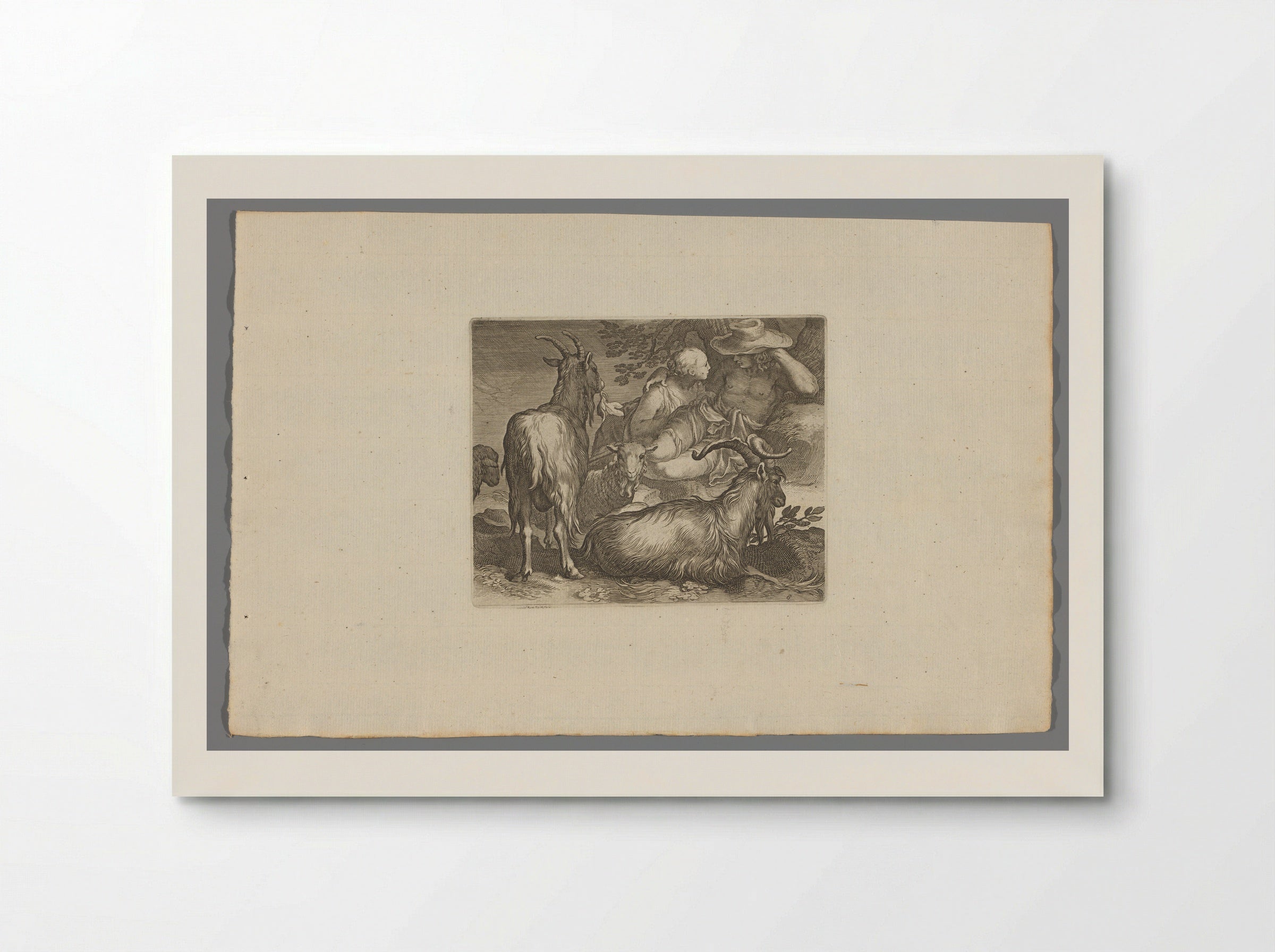 Herder en herderin met geiten - Boëtius Adamsz. Bolswert - Poster