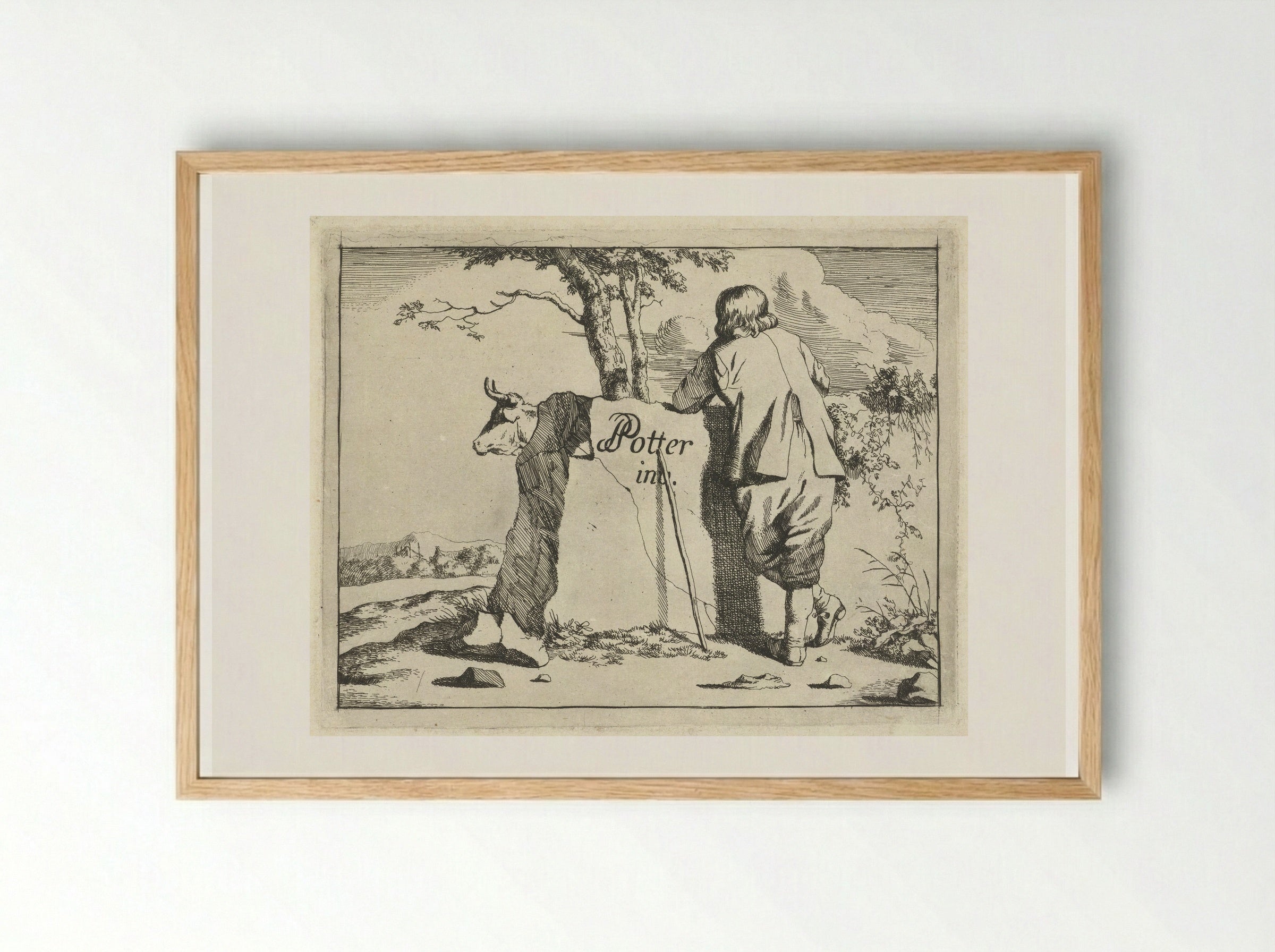 Herder en rund - Marcus de Bye - Framed Print Wood