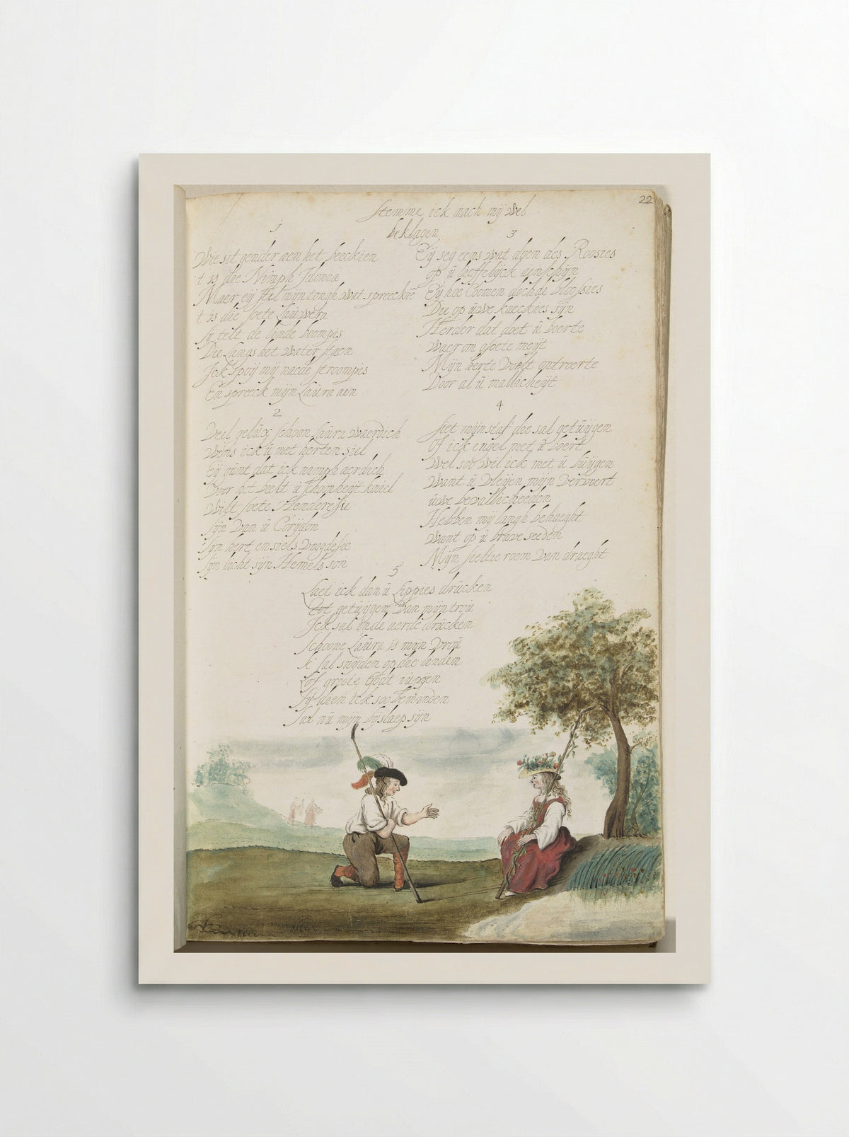 Herder knielend voor een herderin - Gesina ter Borch - Poster