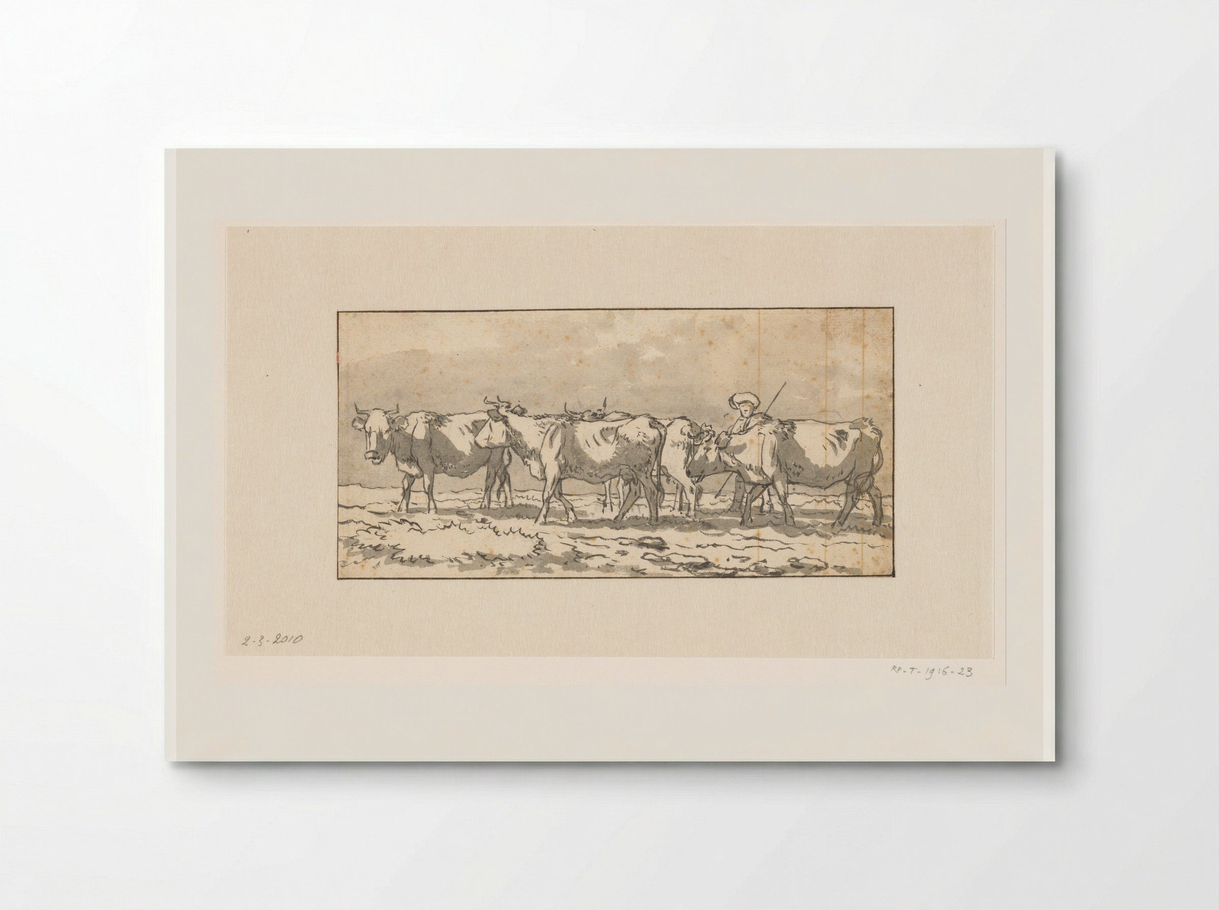 Herder met kudde koeien in de wei - Wouter Johannes van Troostwijk - Poster