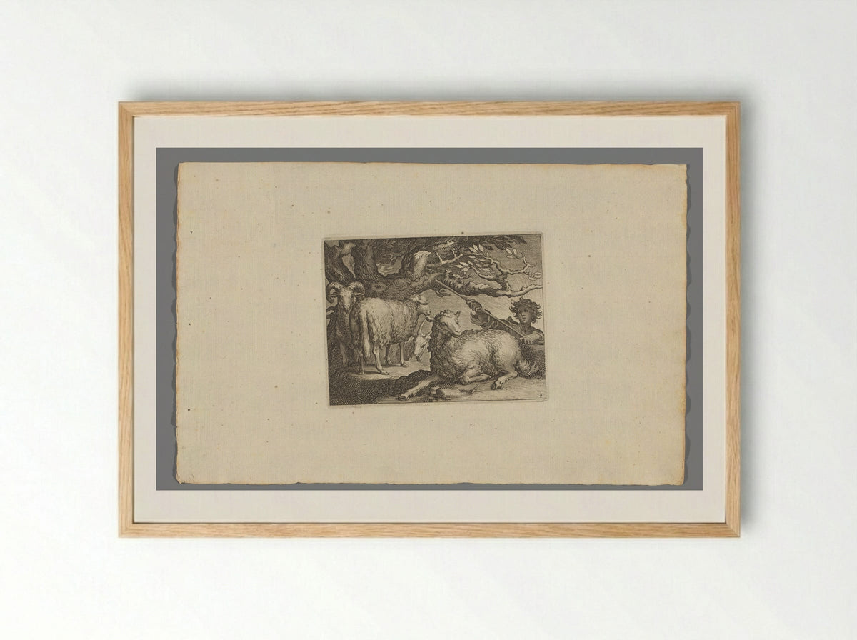 Herder met schapen (Shepherd with Sheep) - Boëtius Adamsz. Bolswert - Framed Print Wood