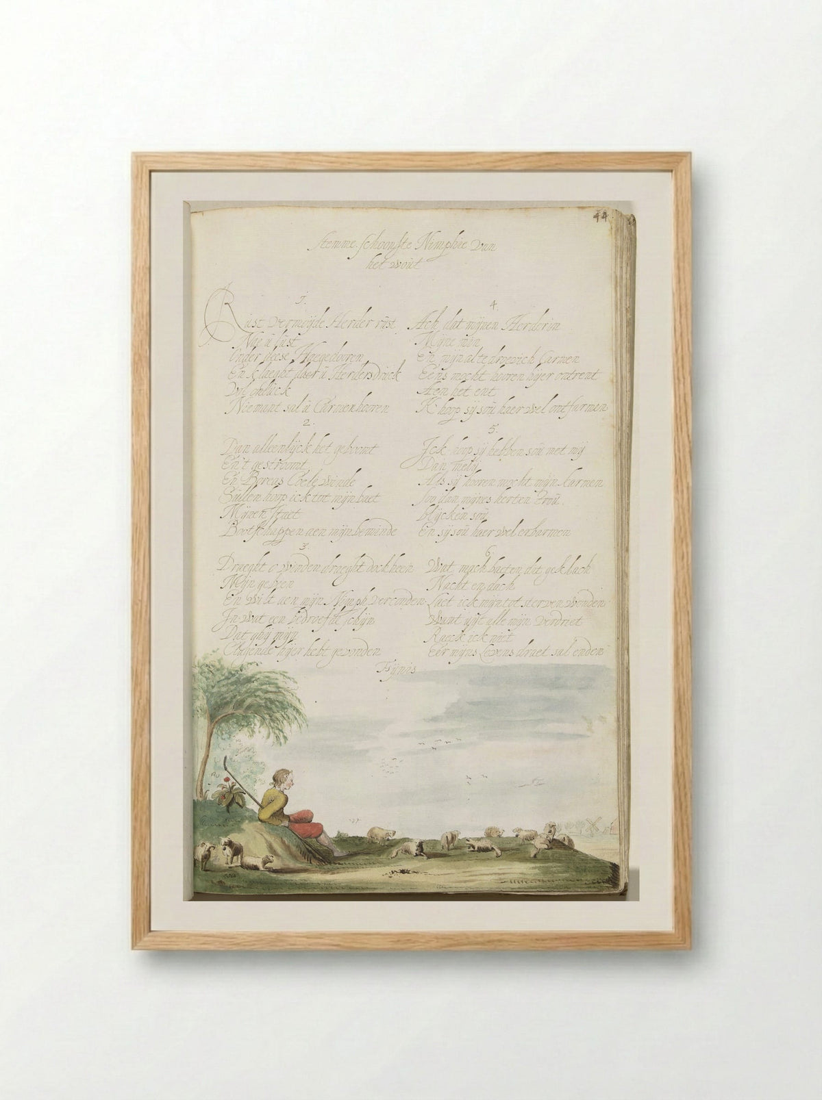 Herder op een heuveltje, kijkend naar zijn schapen - Gesina ter Borch - Framed Print Wood