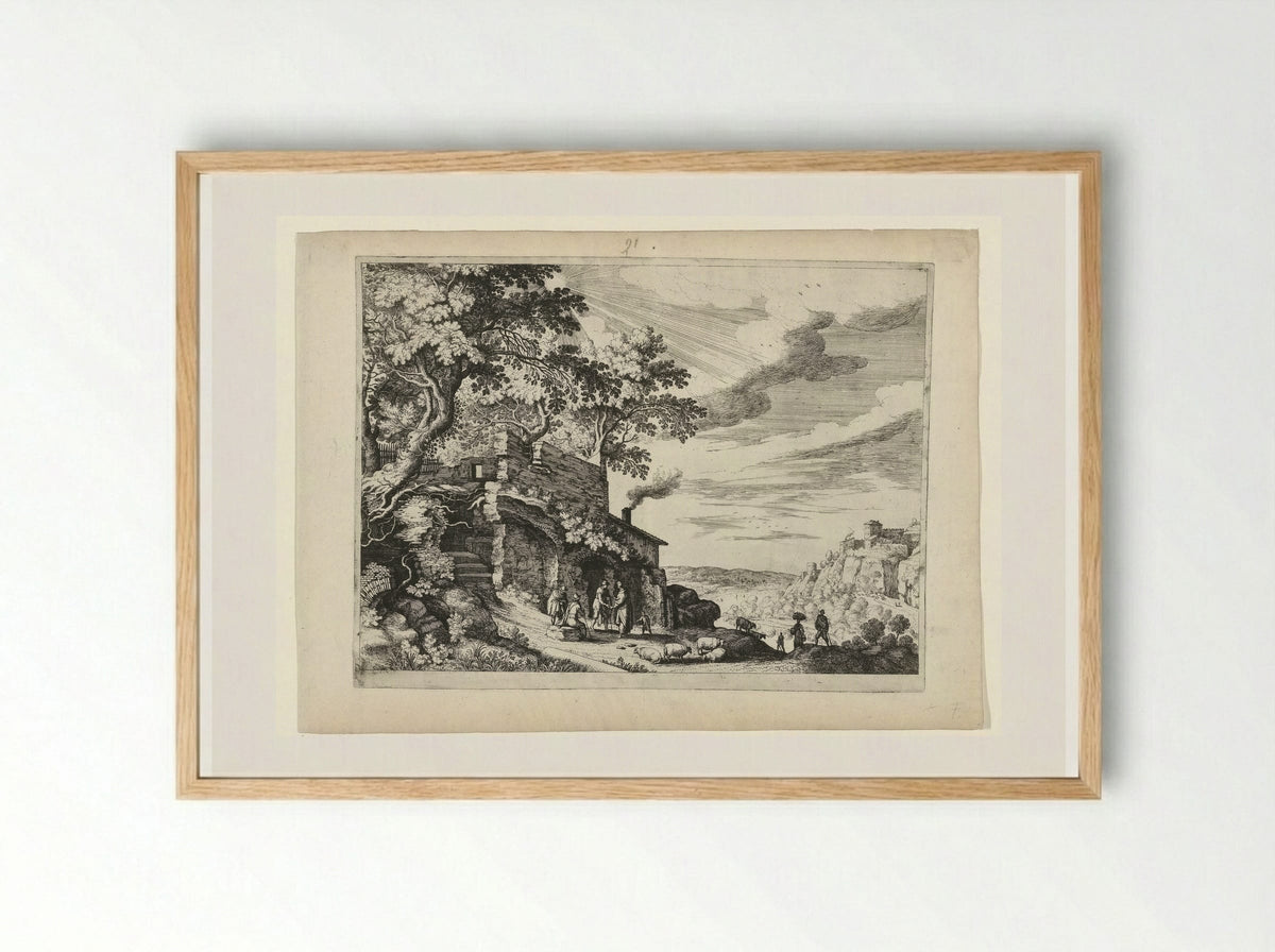 Herders bij een ruïne - Guilliam van Nieulandt (II) - Framed Print Wood