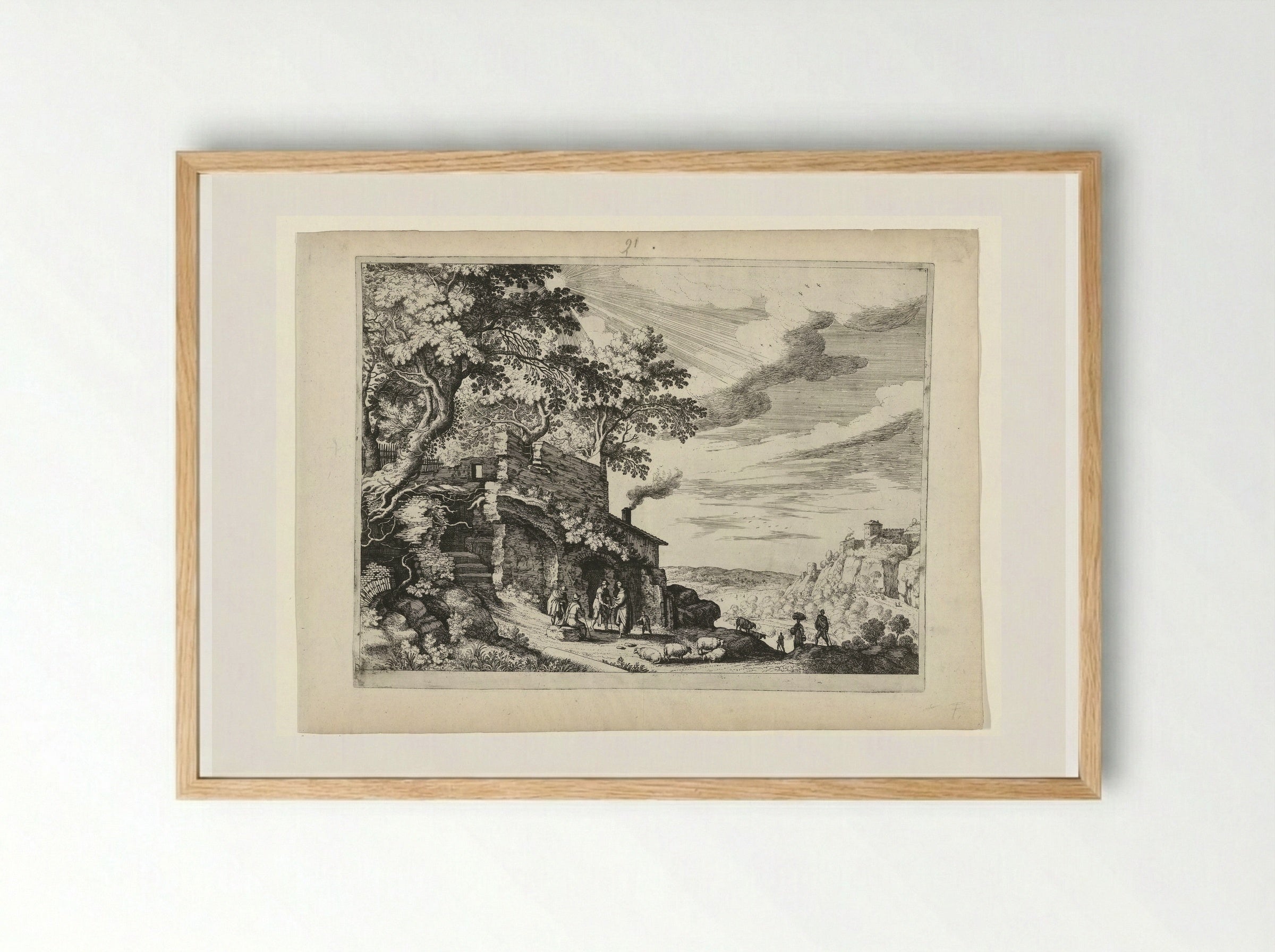 Herders bij een ruïne - Guilliam van Nieulandt (II) - Framed Print Wood